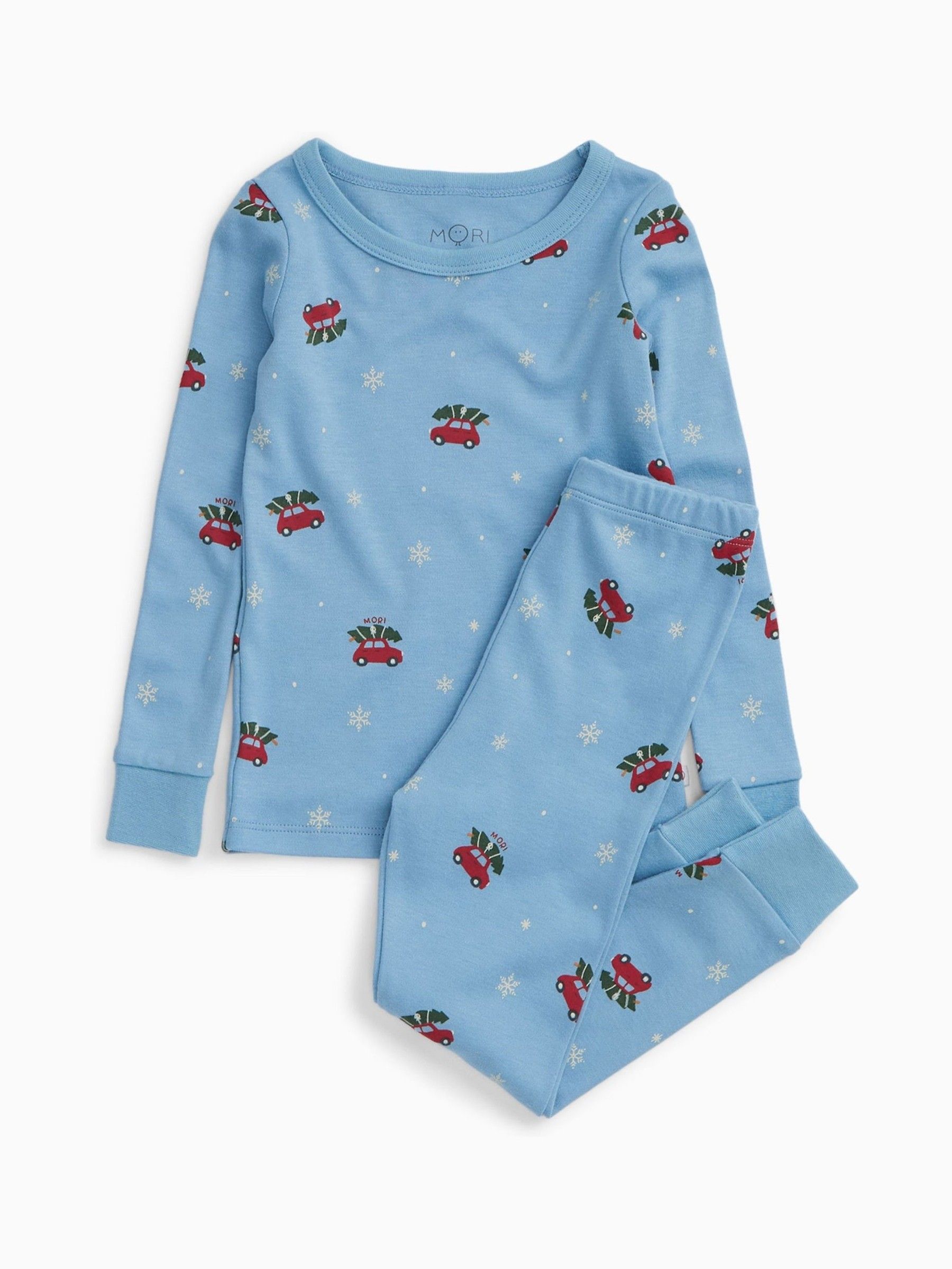 MORI Blue Snowy Car Supersoft 2 Piece Pyjama Set - Image 3 of 4
