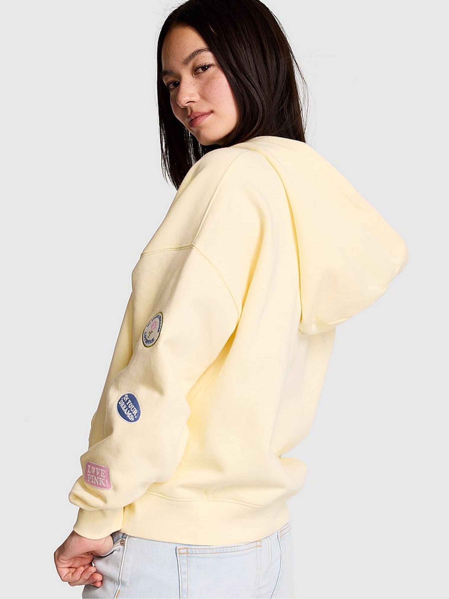 Palest Yellow Fleece Zip Up Hoodie - Image 2 of 2