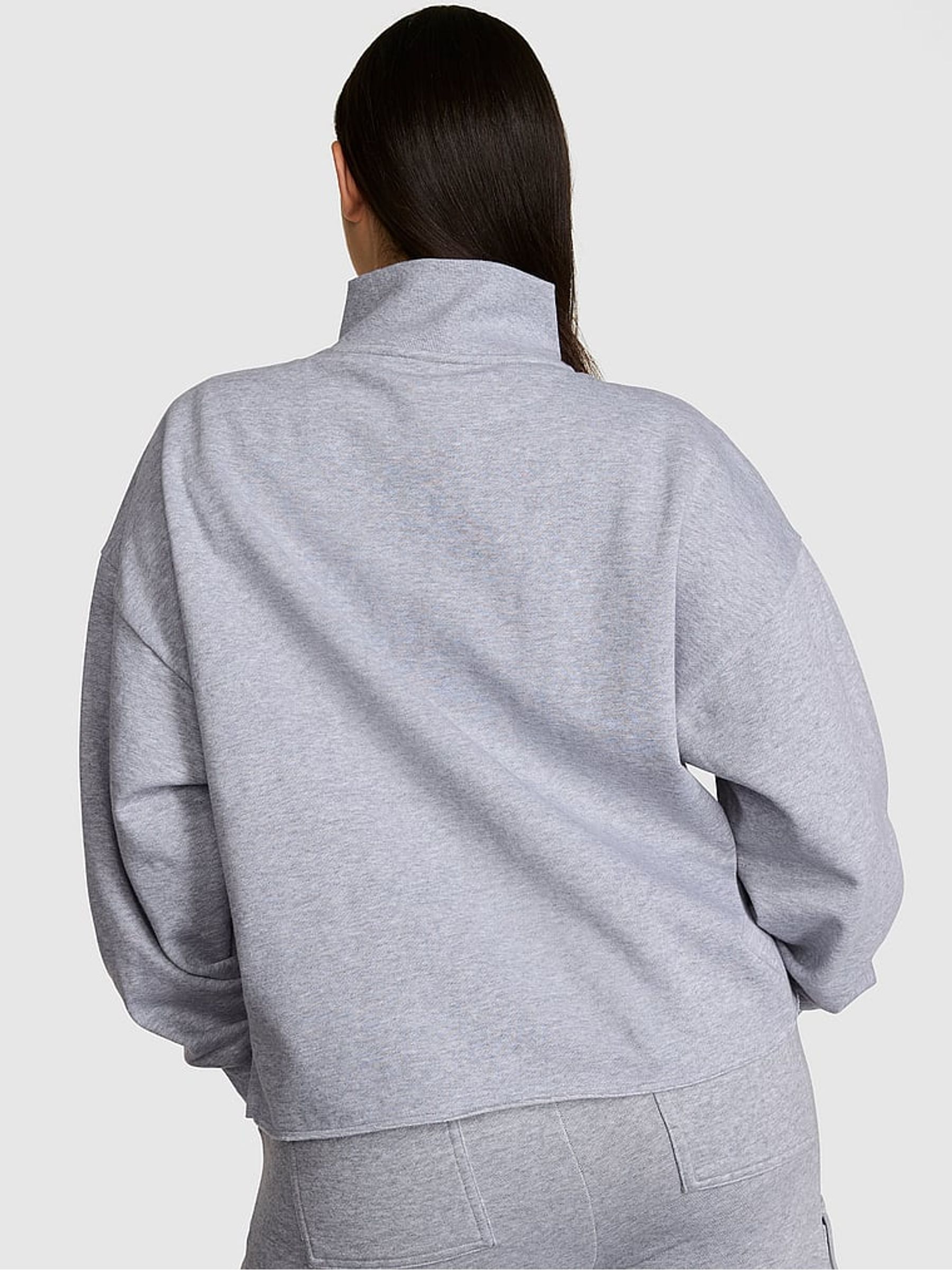 Medium Heather Grey Half Zip Fleece Sweatshirt - Image 2 of 2