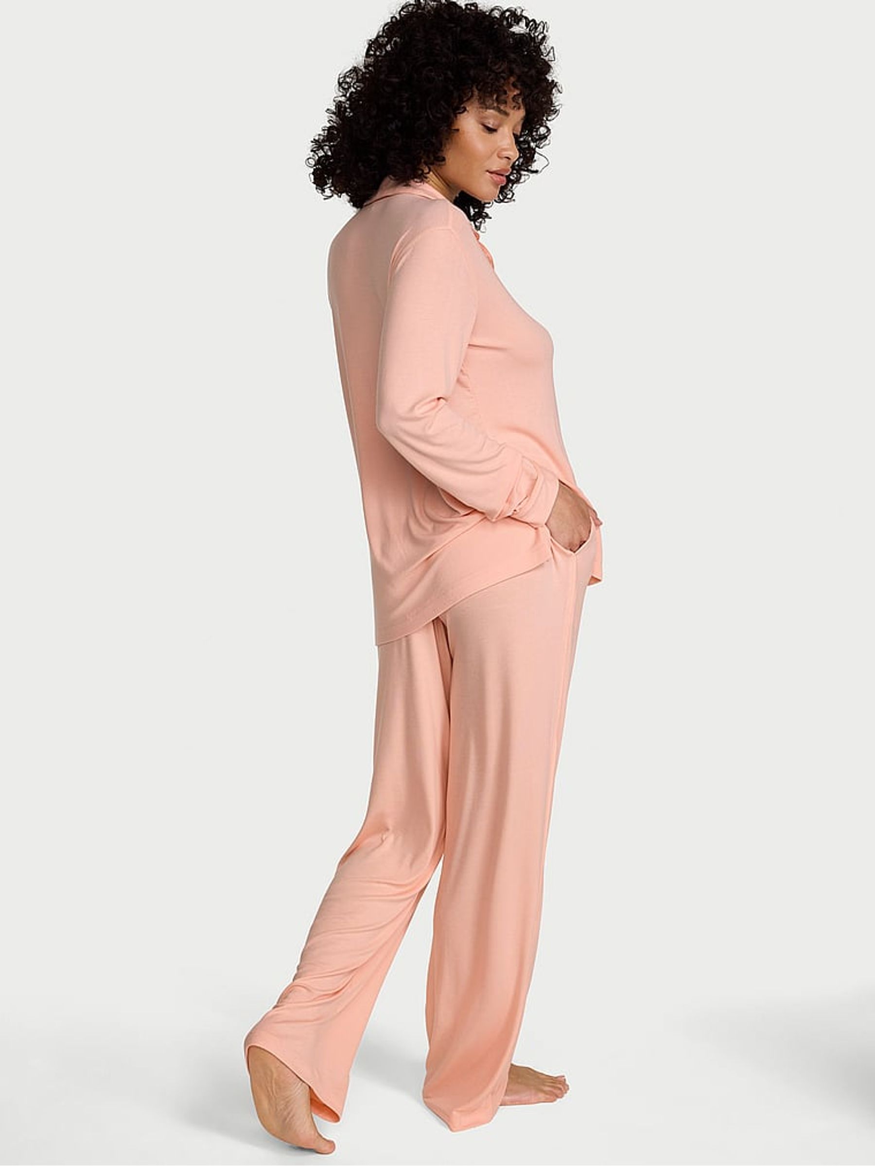Pink Gin Modal Ribbed Long Pyjama Set - Image 2 of 2
