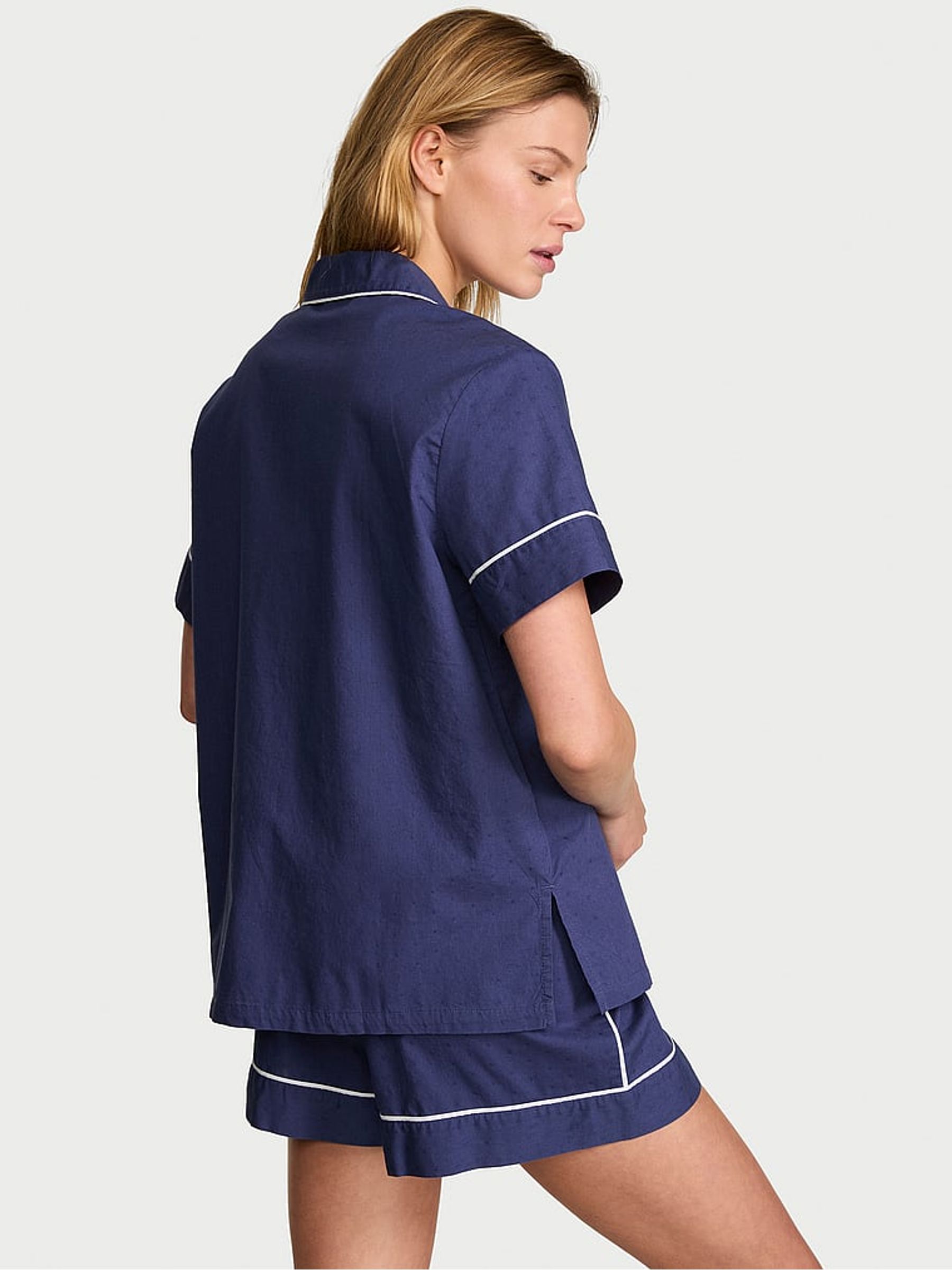 Ink Blue Dot Cotton Short Pyjama Set - Image 2 of 2