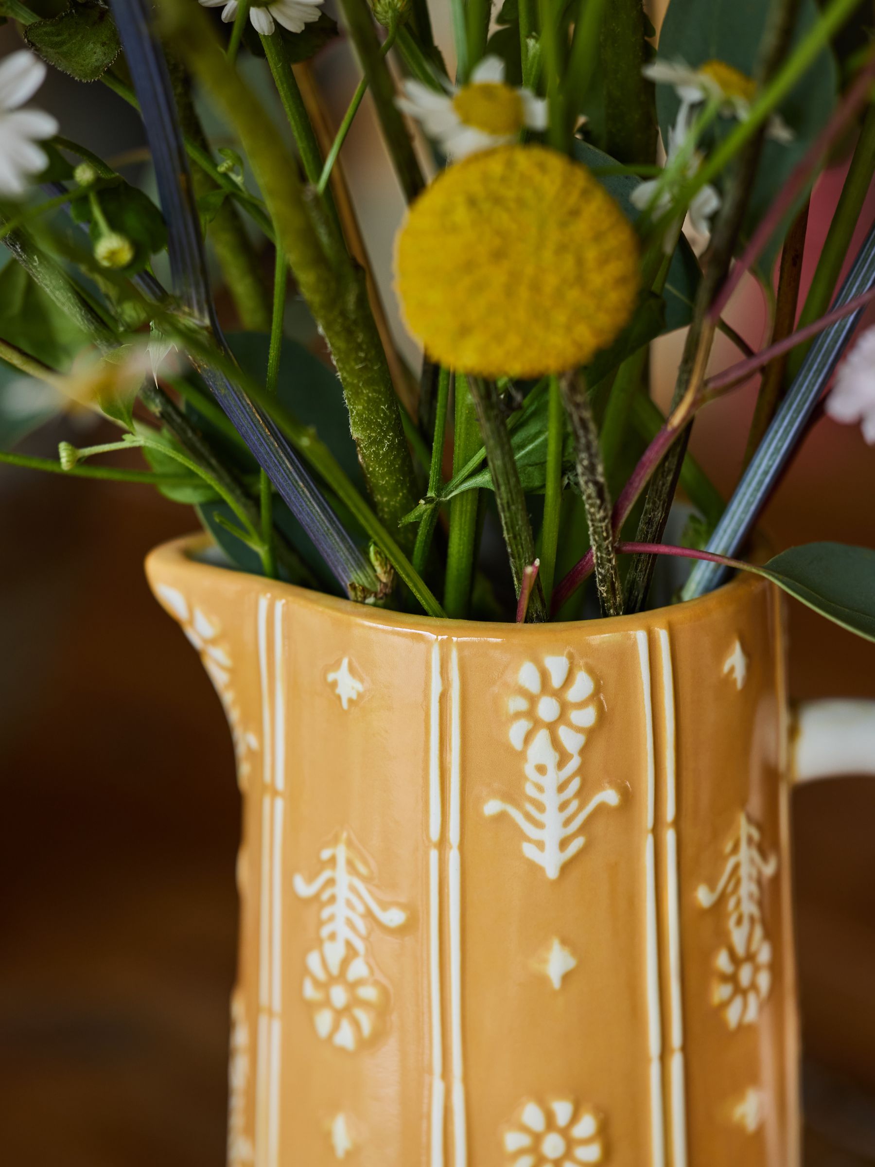 Yellow/White Floral Jug Vase - Image 3 of 5