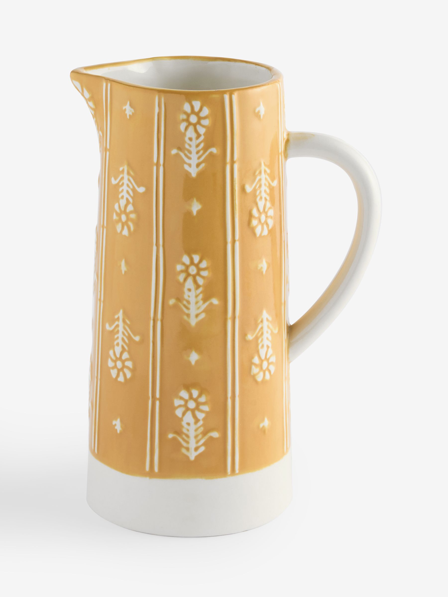 Yellow/White Floral Jug Vase - Image 5 of 5