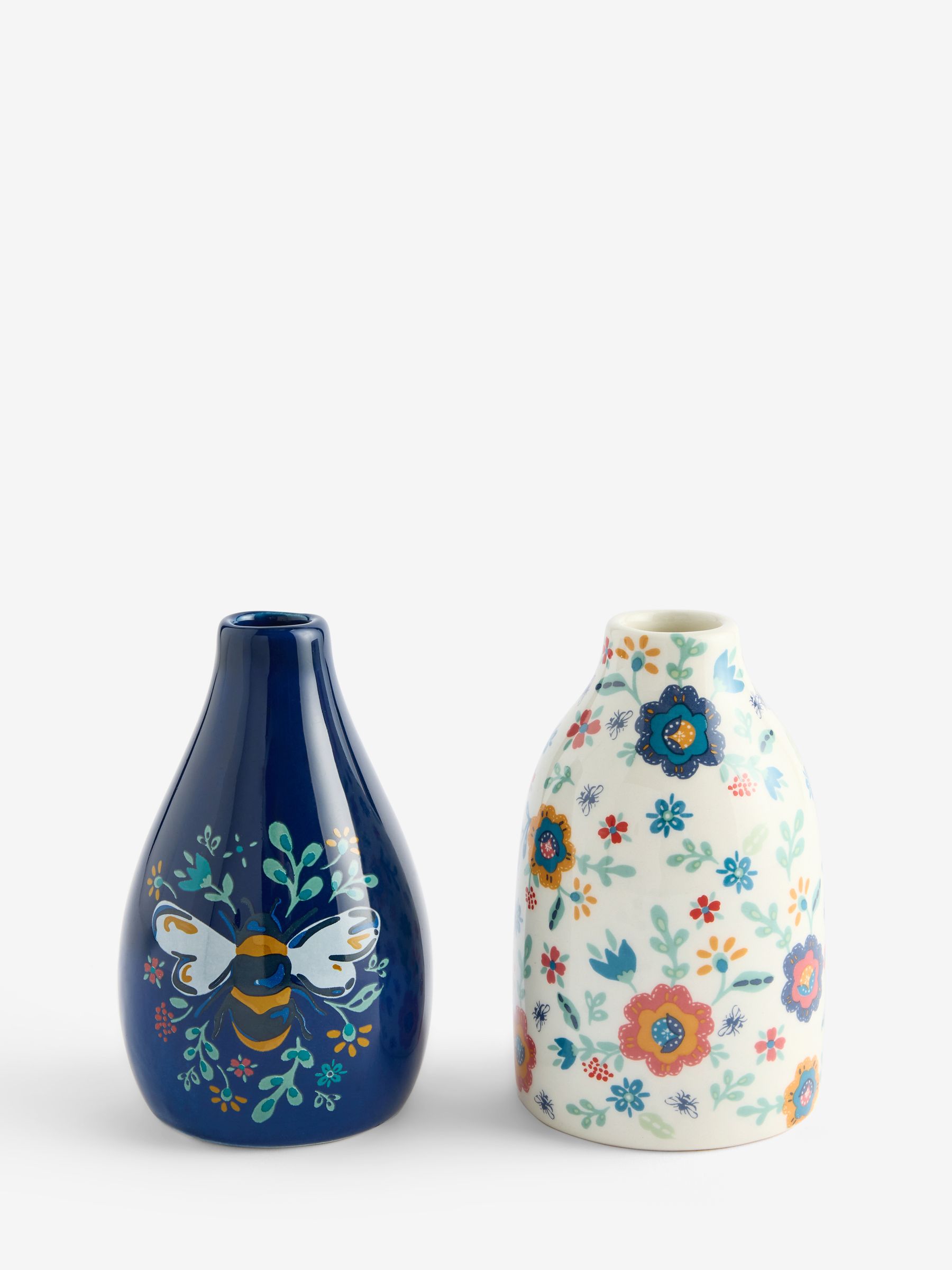 Set of 2 Yellow/White Ditsy Bee Bud Vases - Image 4 of 4