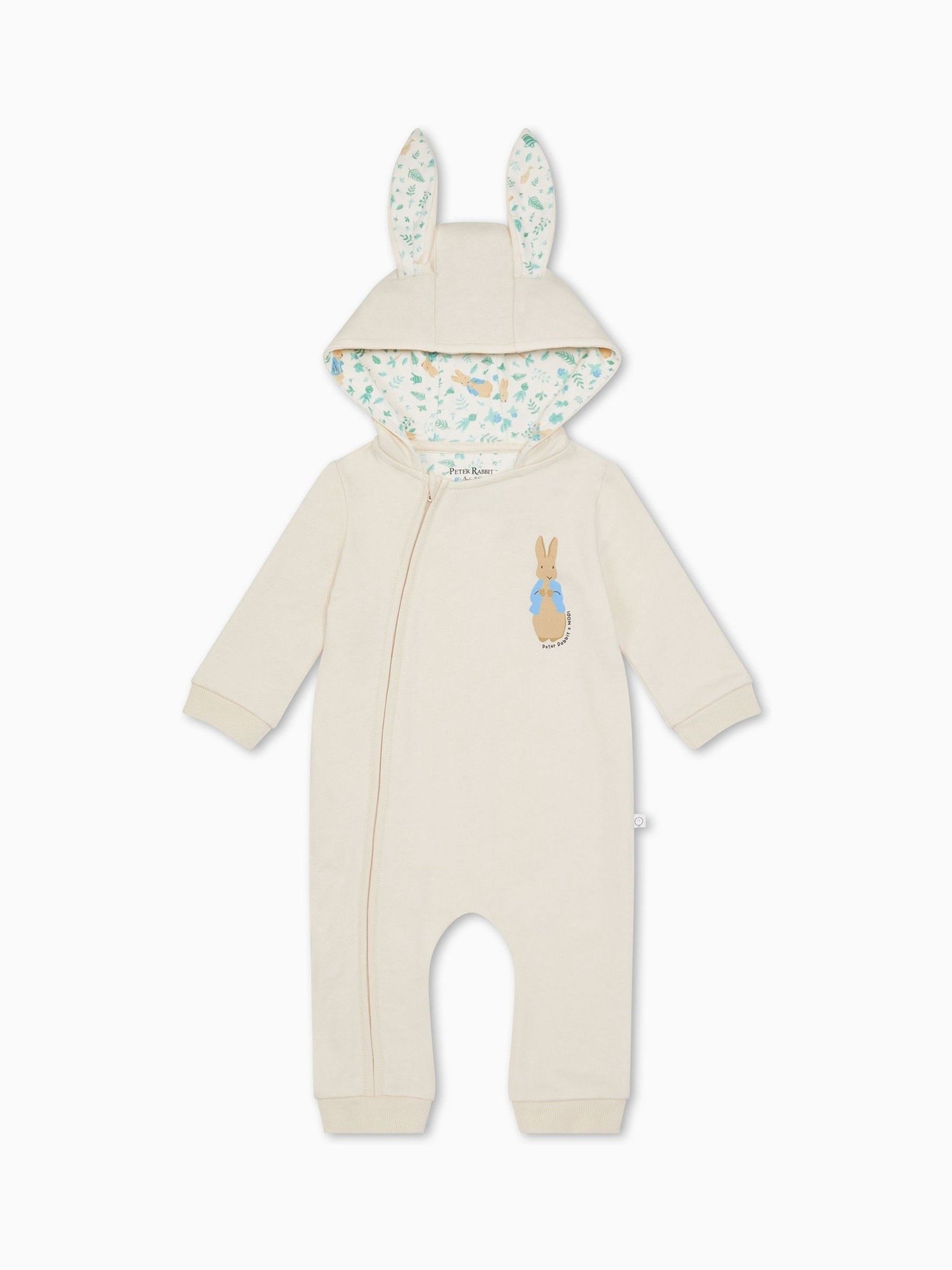MORI Cream Peter Rabbit Supersoft Hooded Zip-Up Pramsuit - Image 1 of 2