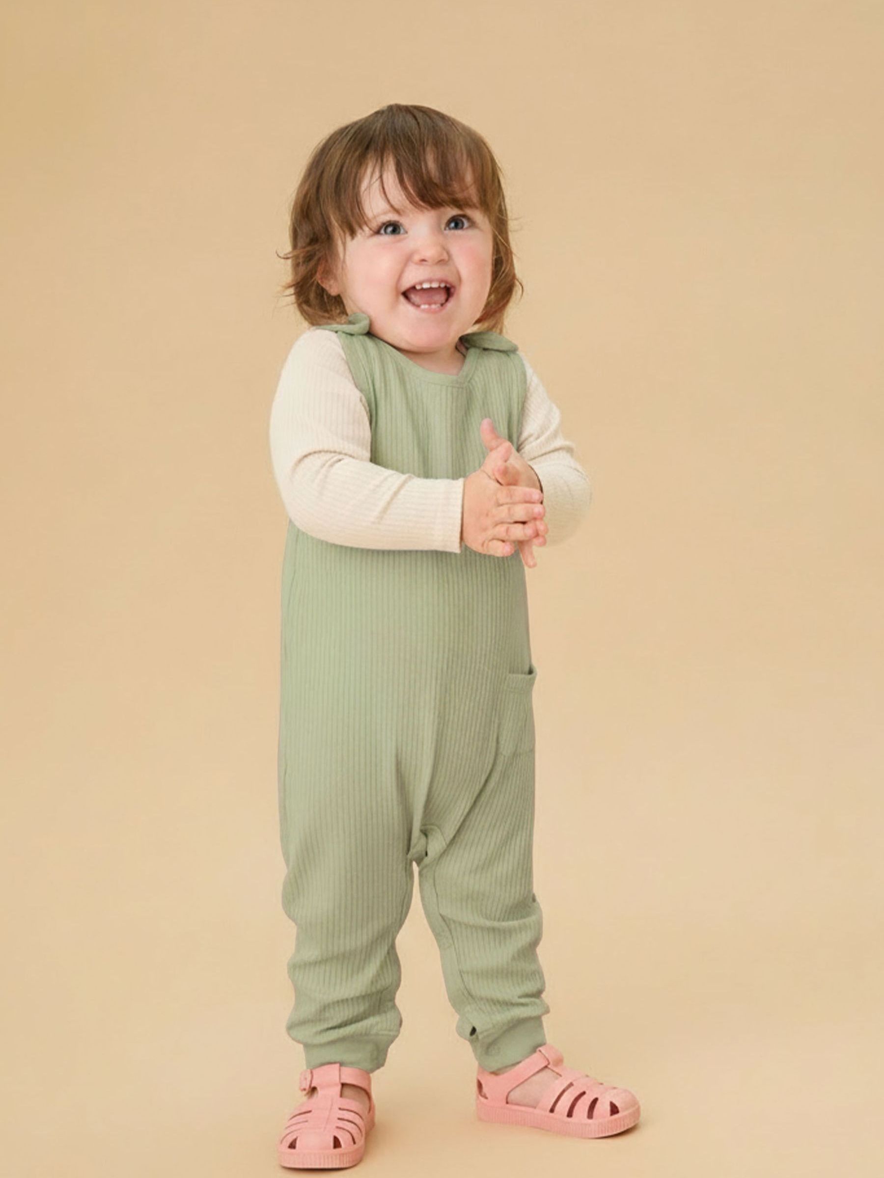 MORI Green Ribbed Romper Dungarees - Image 1 of 2