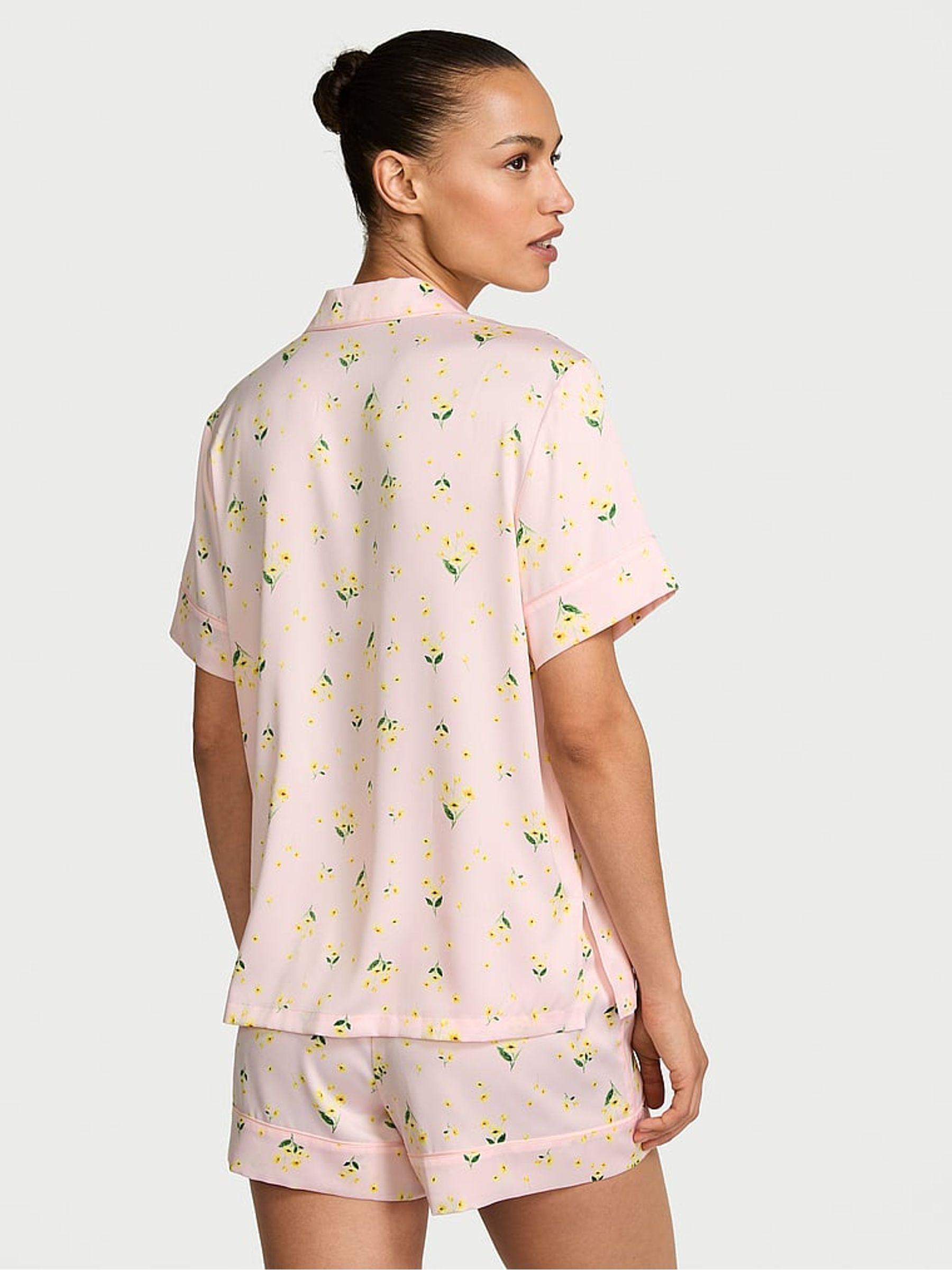 Pink Bouquet Satin Short Pyjamas Set - Image 2 of 2