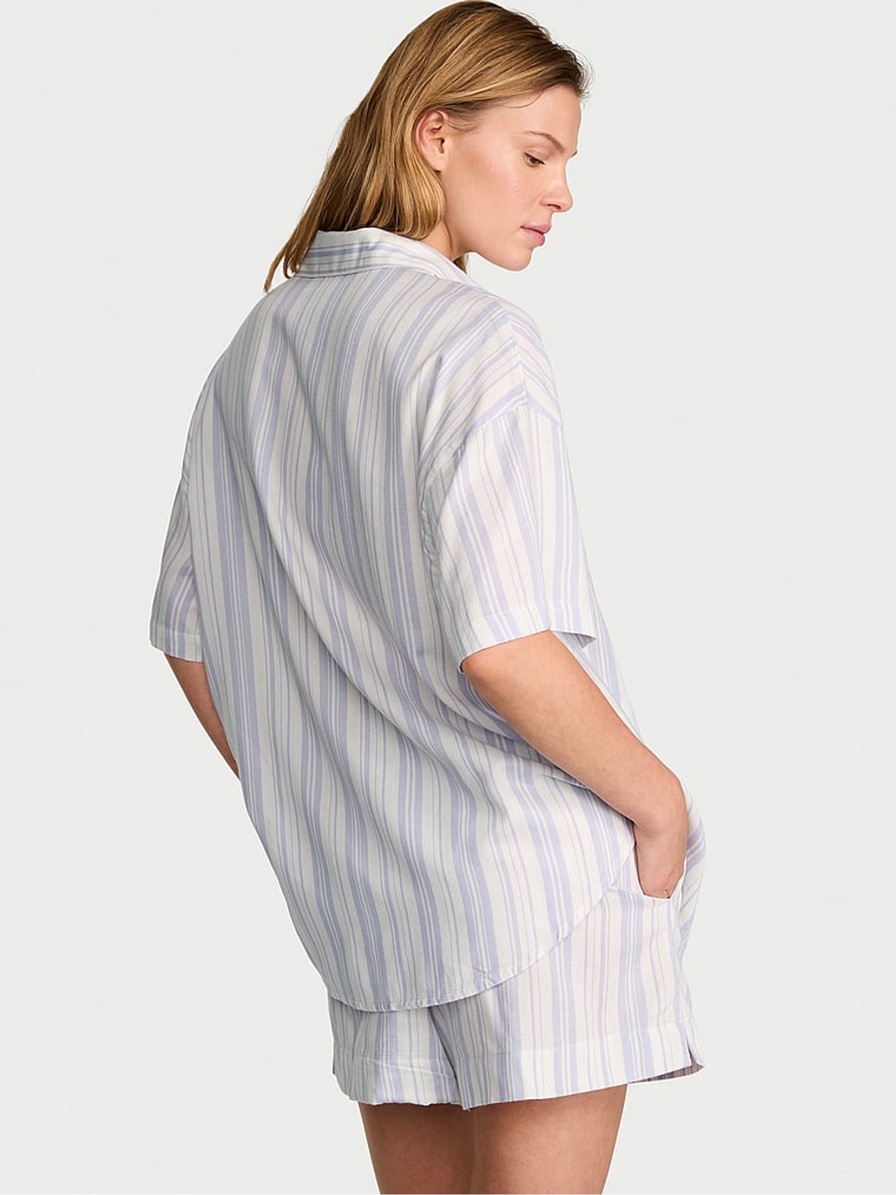 Lavender Purple Stripe Modal Short Pyjamas Set - Image 2 of 2