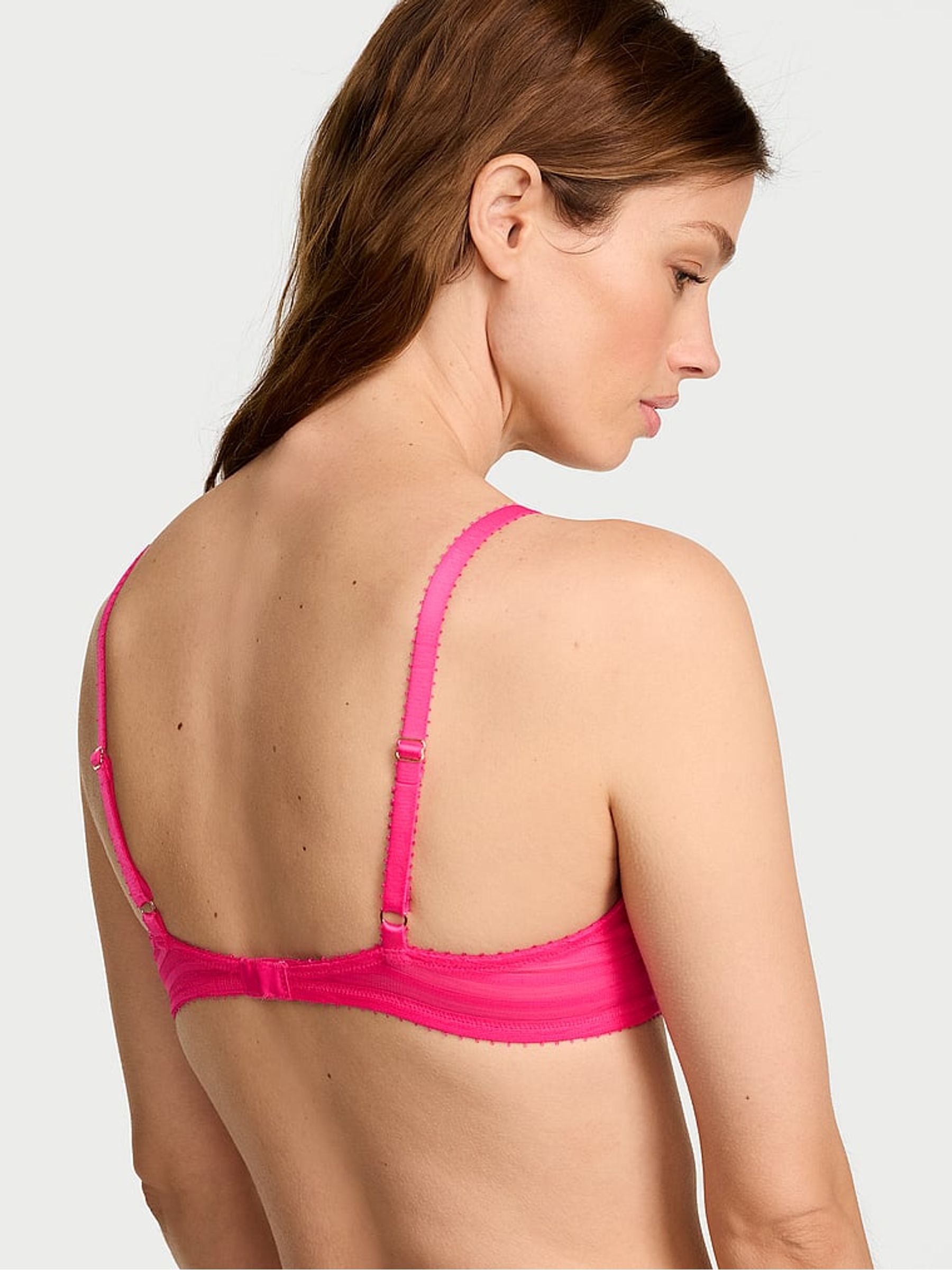 Enchanted Pink Unlined Sheer Stripe Bra - Image 2 of 3