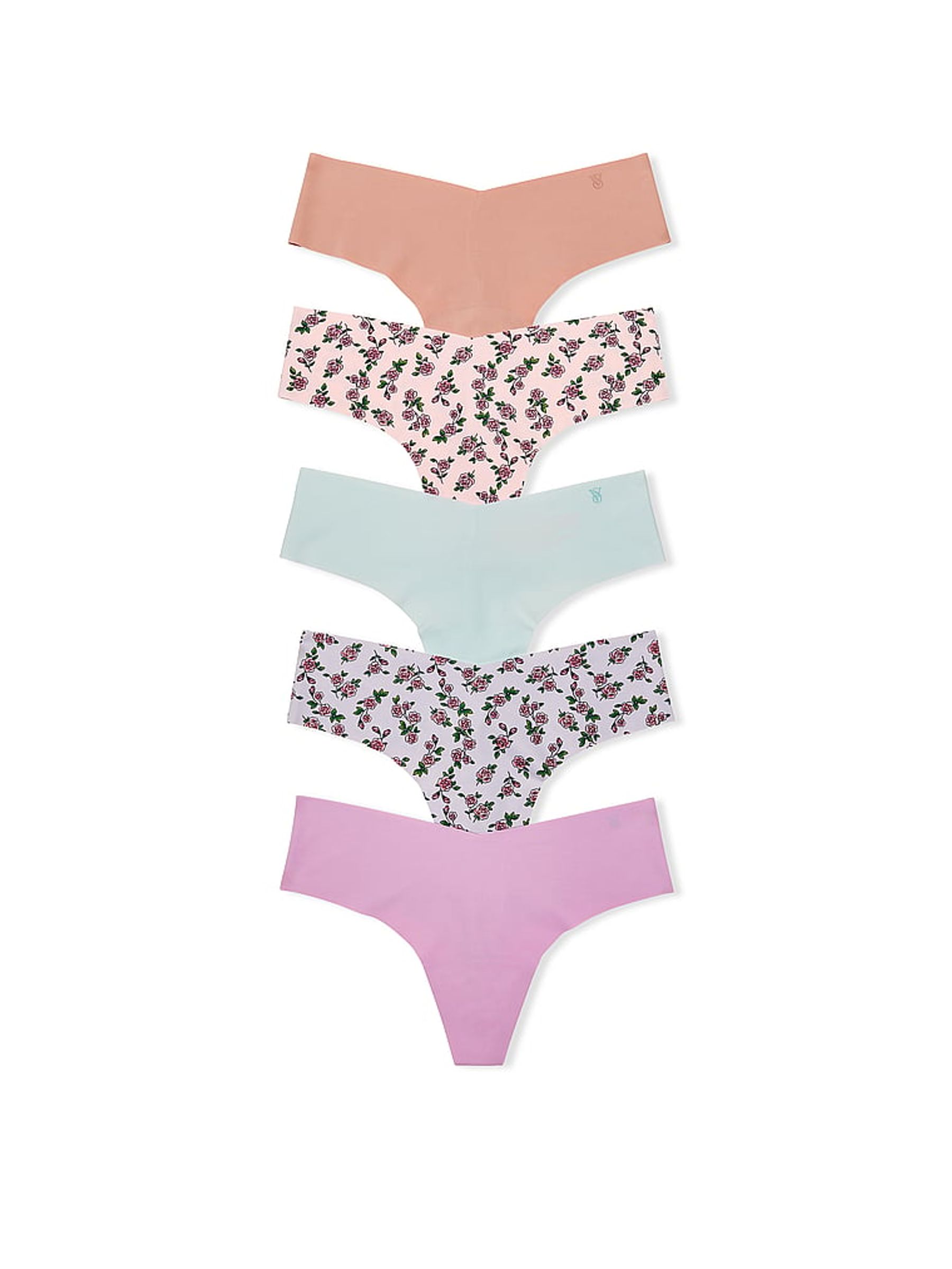 Nude/Pink/Blue/Floral Thong Knickers 5 Pack Knickers - Image 1 of 1
