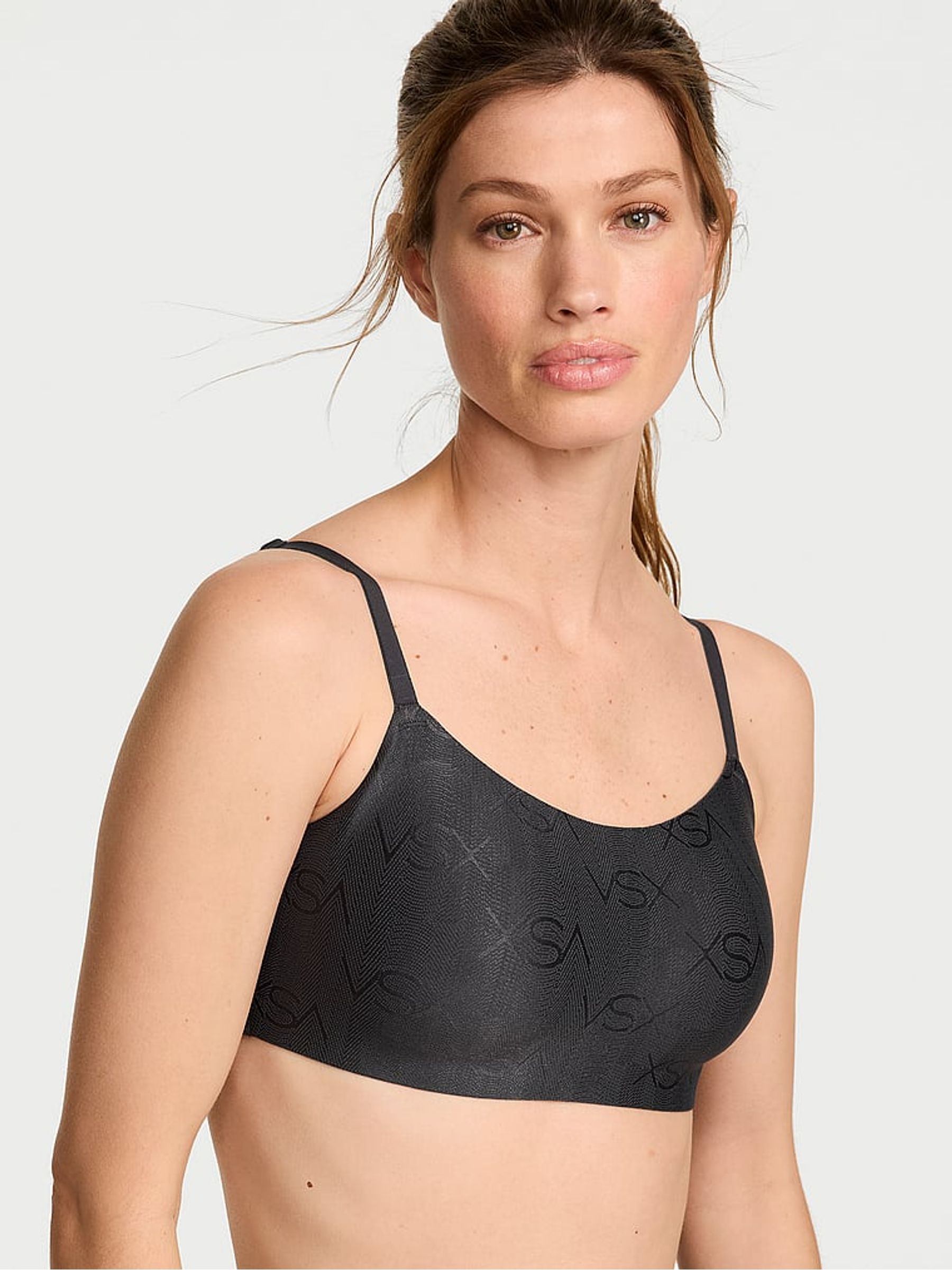 Dark Smoke Grey Shine Logo Comfort Low Support Sports Bra - Image 1 of 3