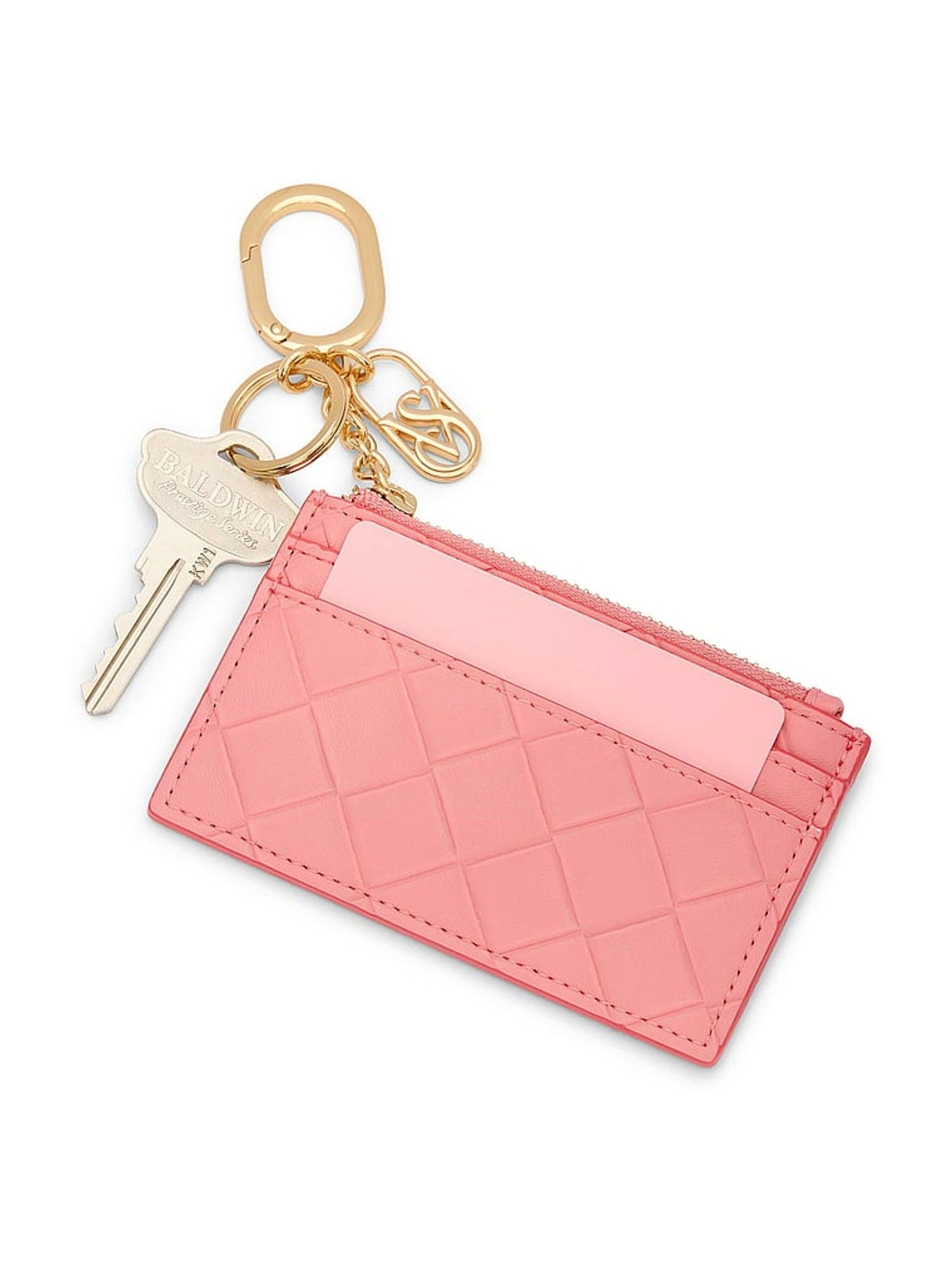 Blush Pink Woven Card Case Keyring - Image 2 of 2 Blush Pink Woven Card Case Keyring - Image 2 of 2