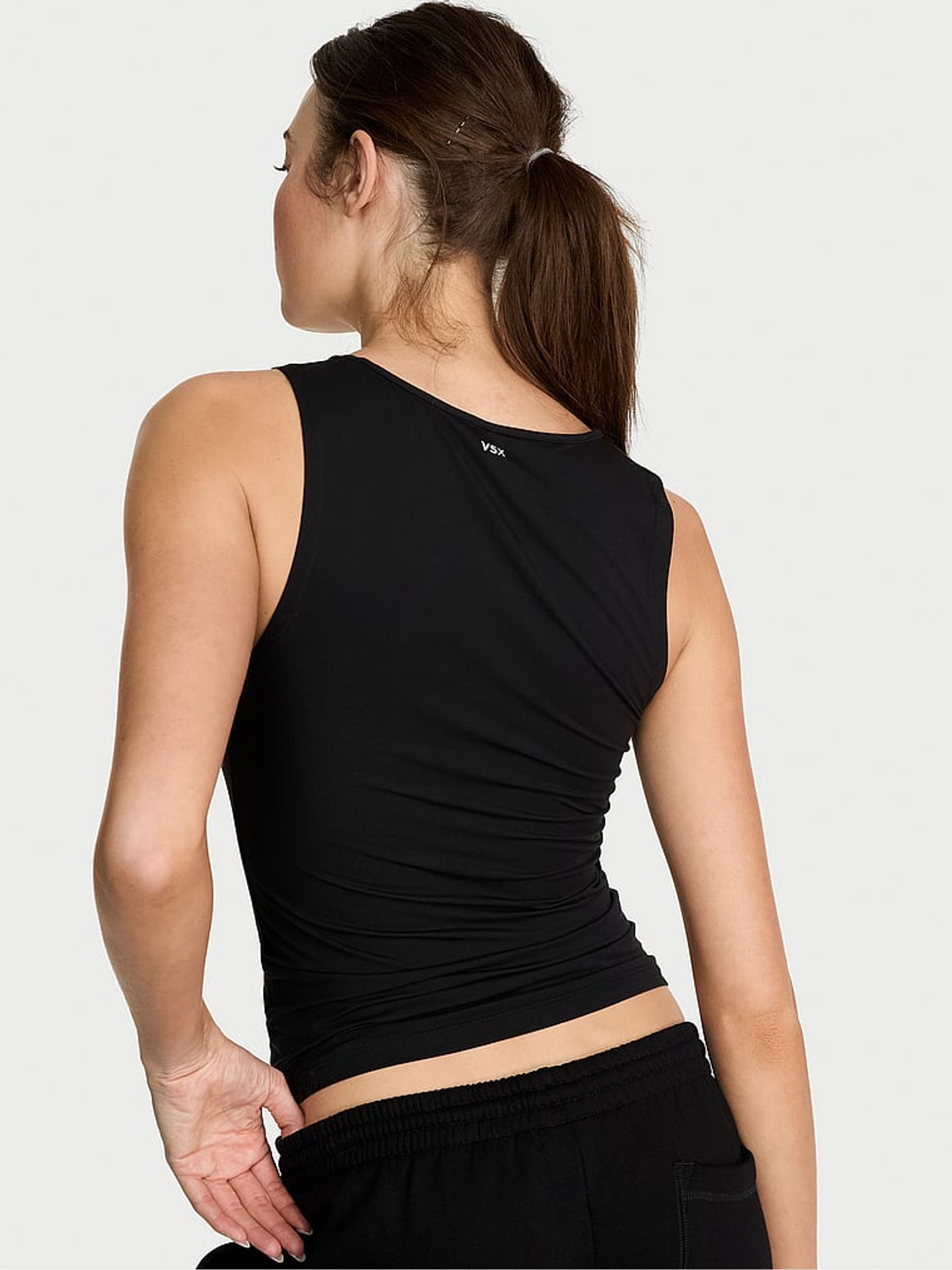 Black Drapey Knit Ruched Tank Top - Image 2 of 2
