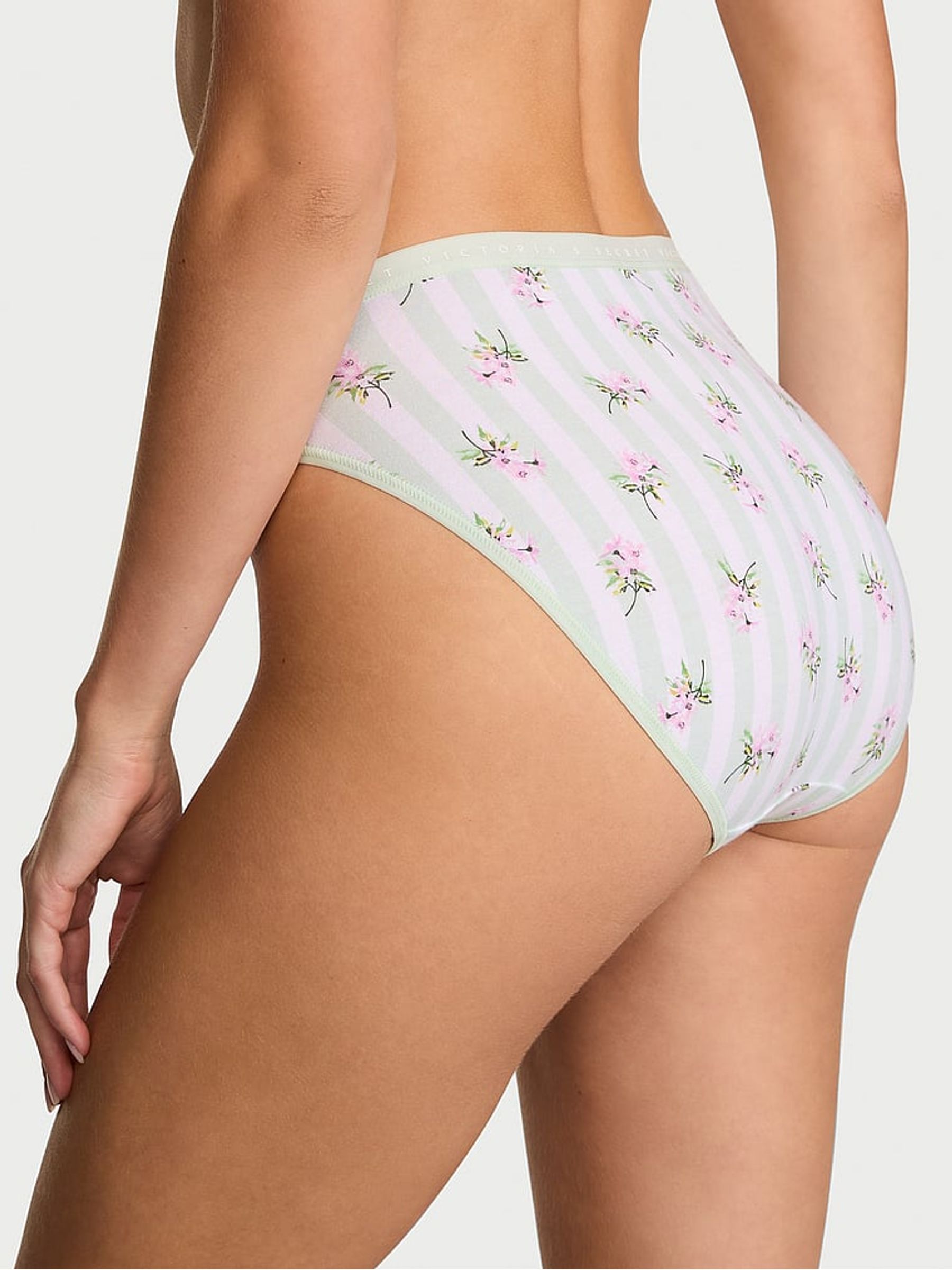 Mint Green Floral Stripe Brief Knickers - Image 2 of 2