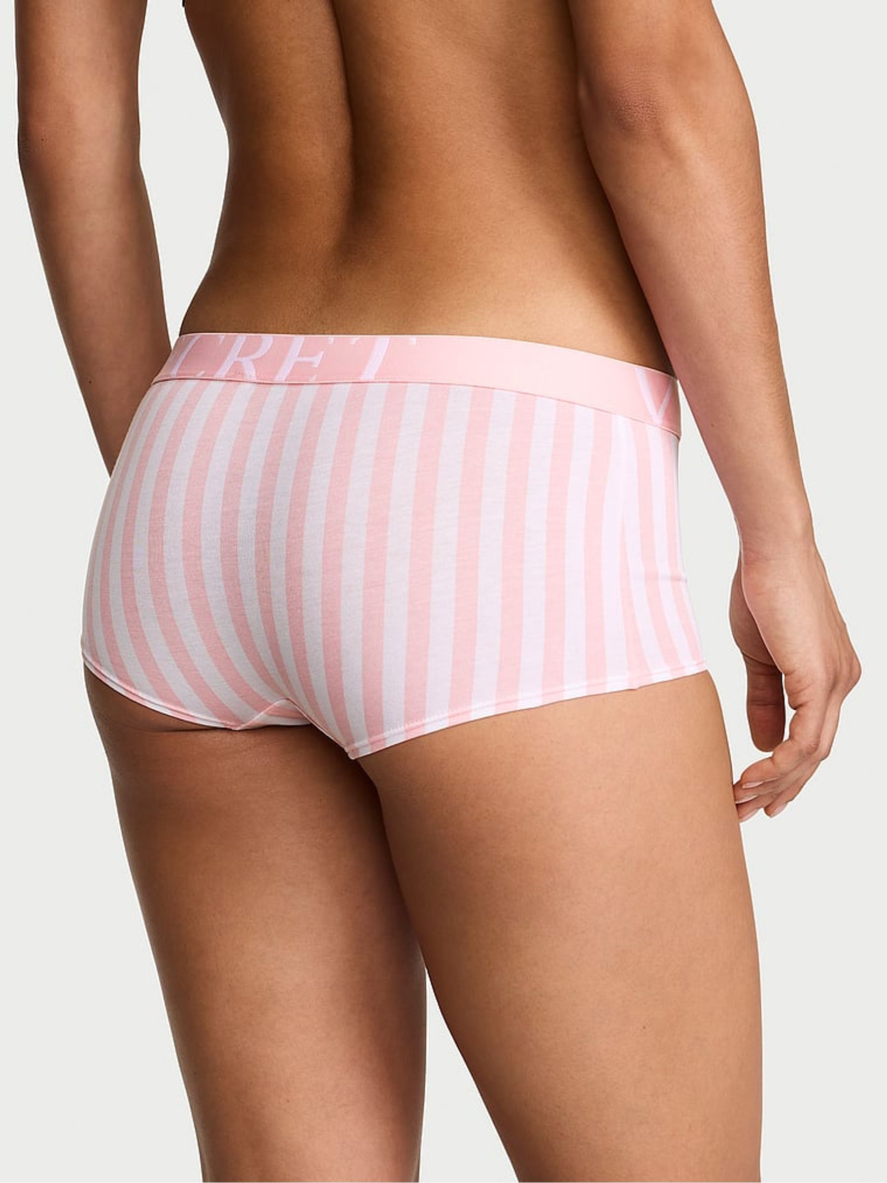 Pretty Blossom Pink Stripes Short Exploded Logo Knickers - Image 2 of 2
