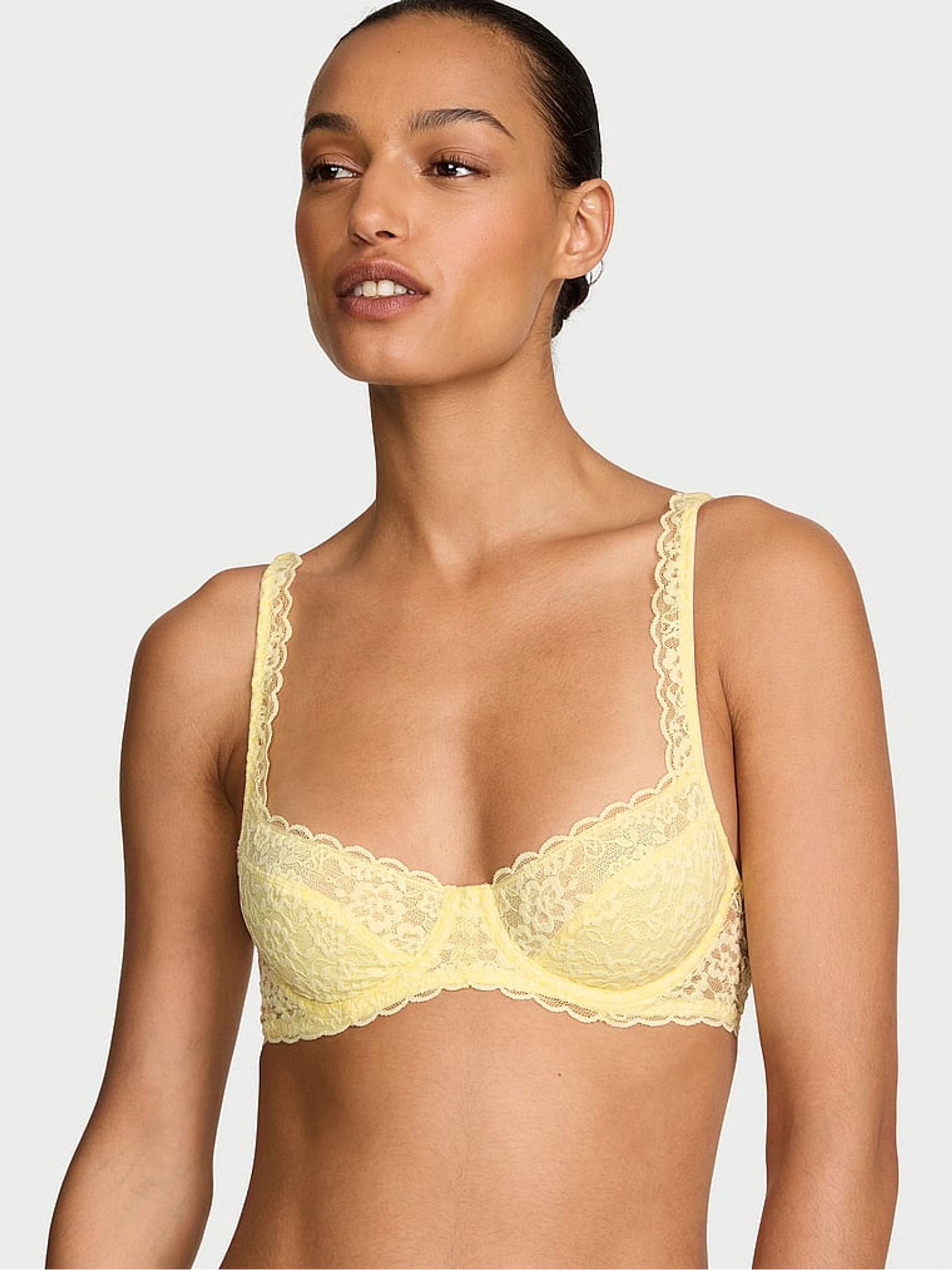 Lemonade Yellow Unlined Balcony Lace Bra - Image 1 of 3