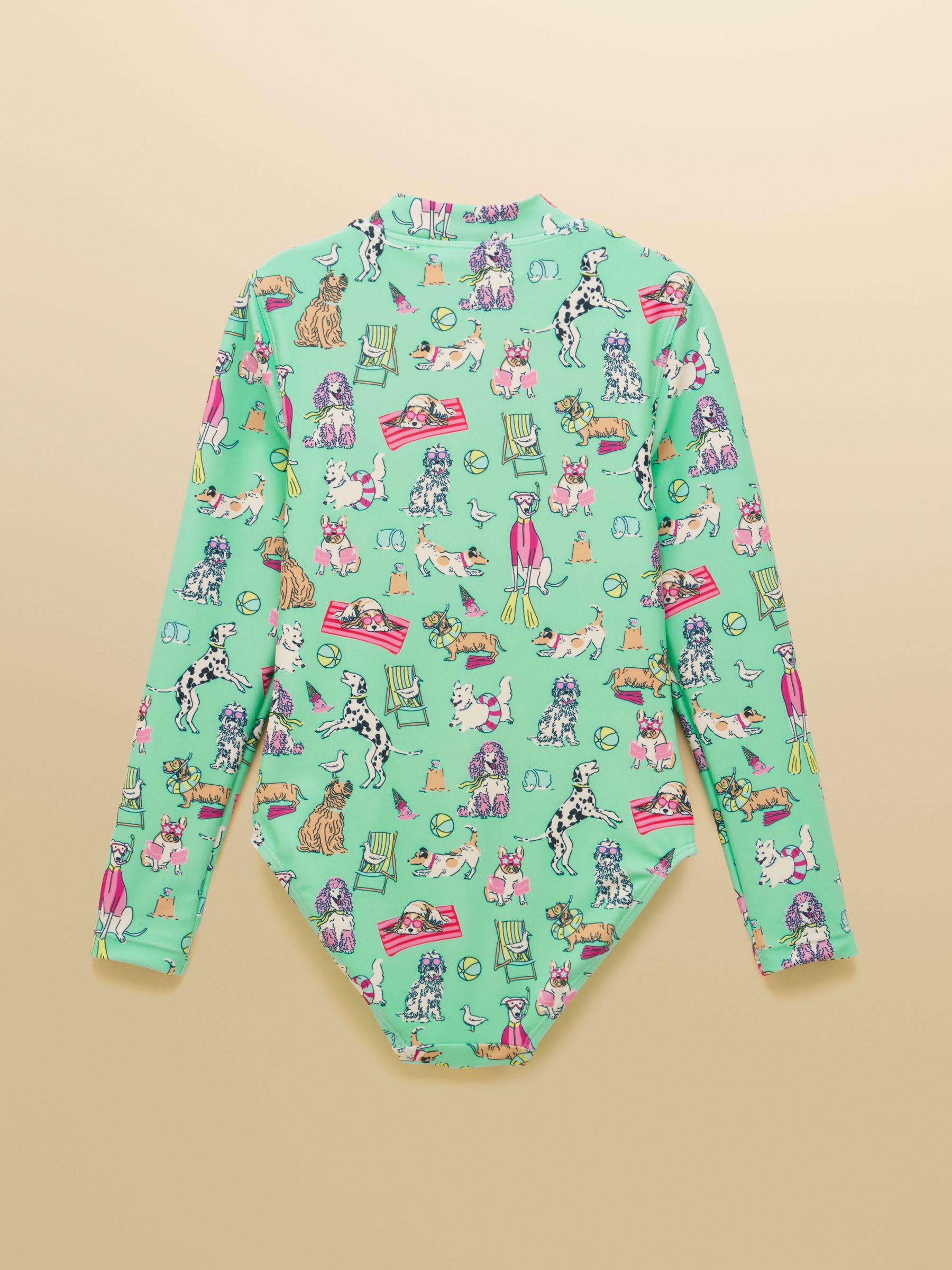 Girls' Green Dogs Long Sleeve Sunsafe Swimsuit - Image 2 of 5