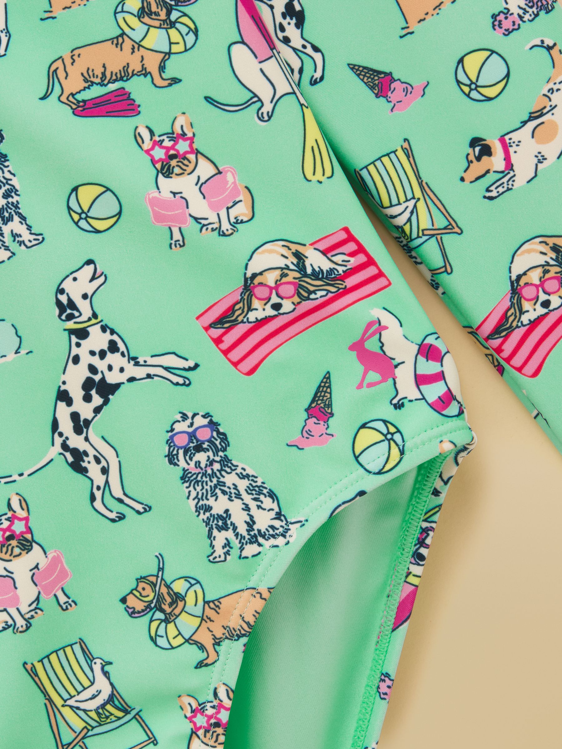 Girls' Green Dogs Long Sleeve Sunsafe Swimsuit - Image 3 of 5