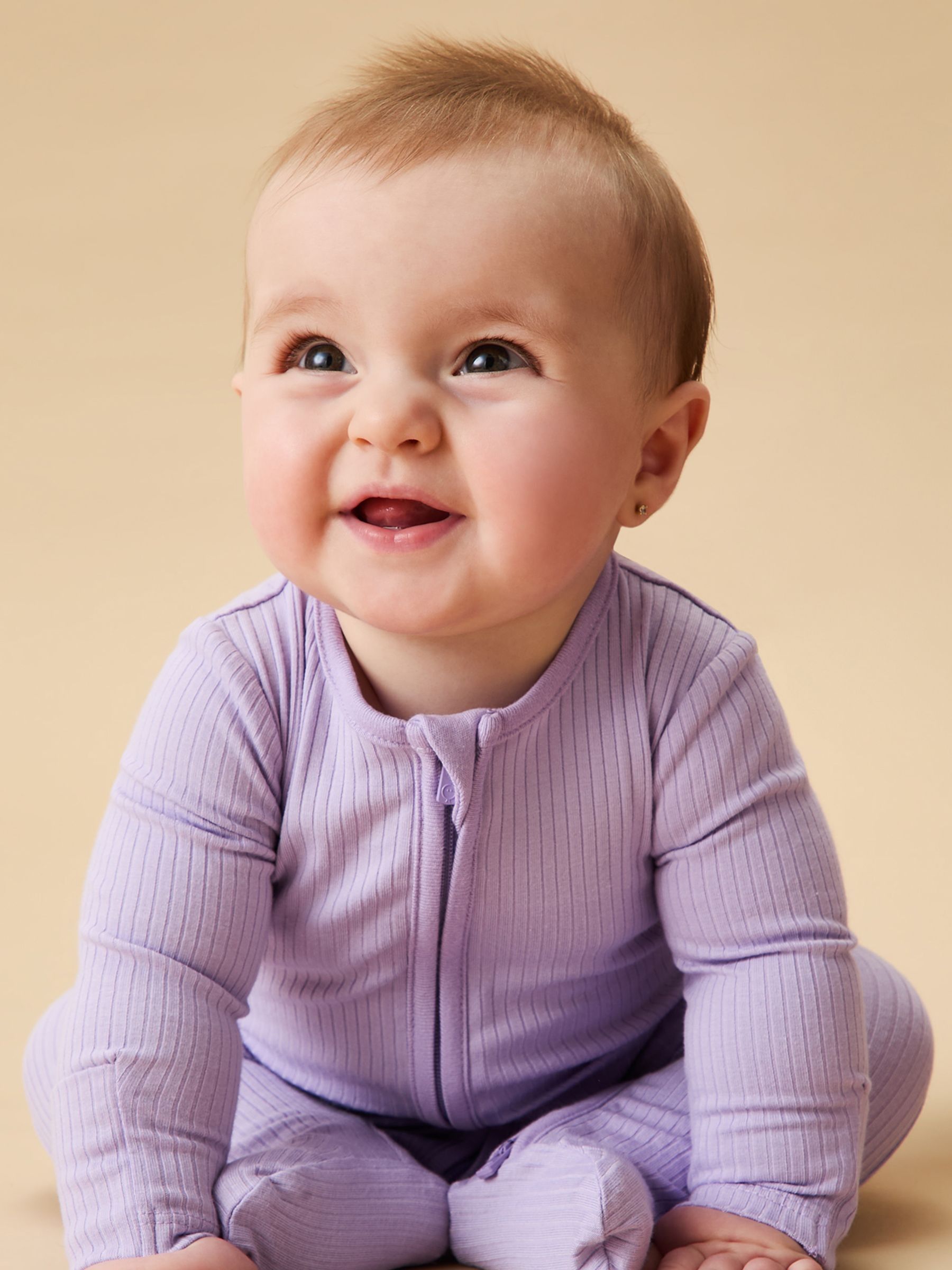 MORI Lilac Stretch Supersoft 2 Way Zip Sleepsuit - Image 1 of 4