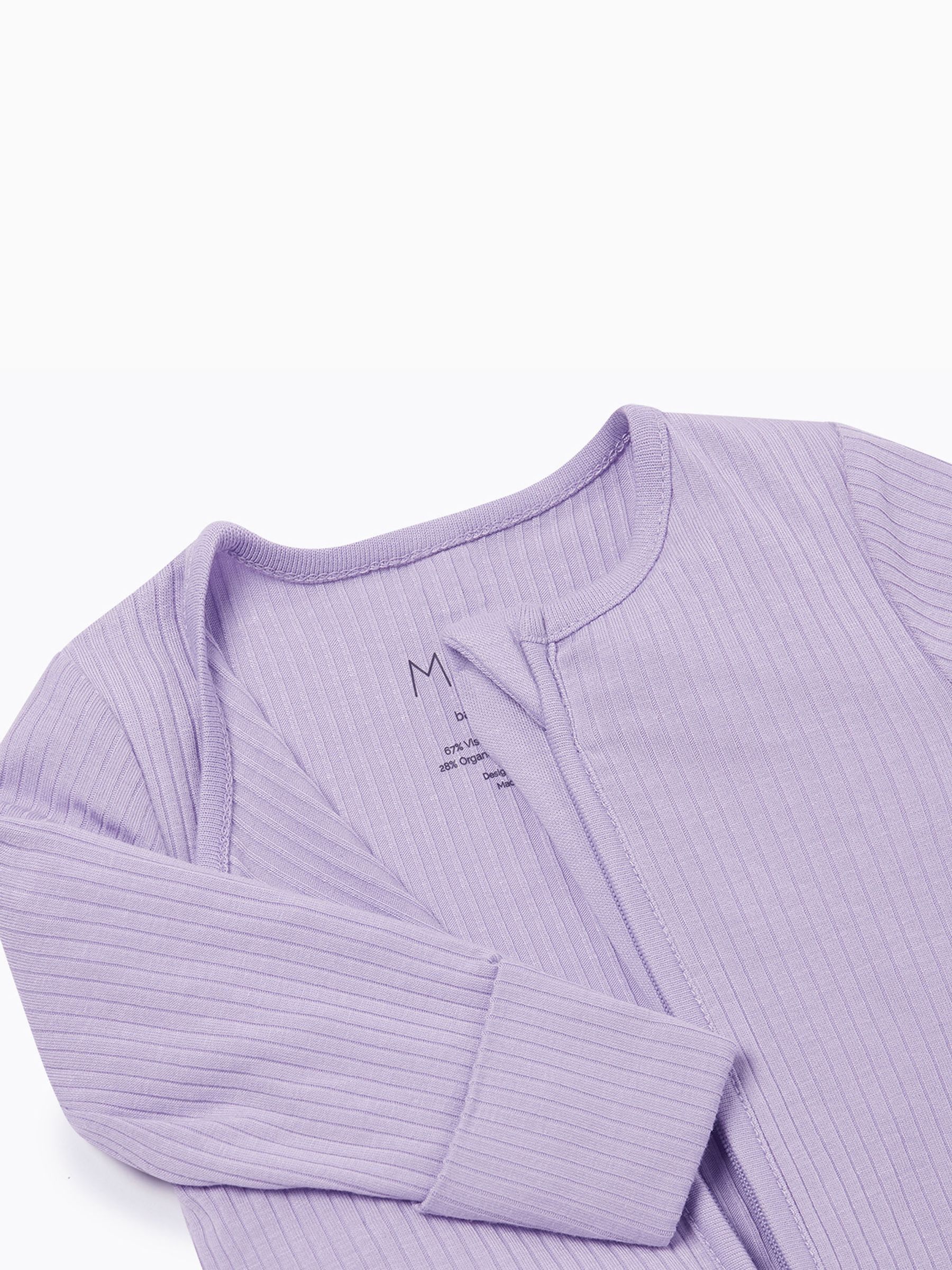 MORI Lilac Stretch Supersoft 2 Way Zip Sleepsuit - Image 4 of 4