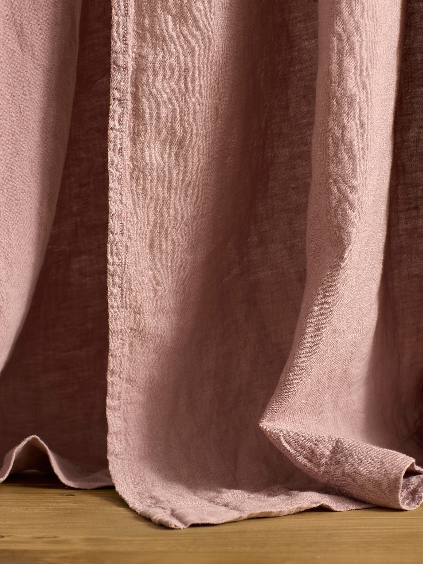 Secret Linen Store Vintage Rose 100% Linen Loop Top Slot Header Single Curtain - Image 3 of 3