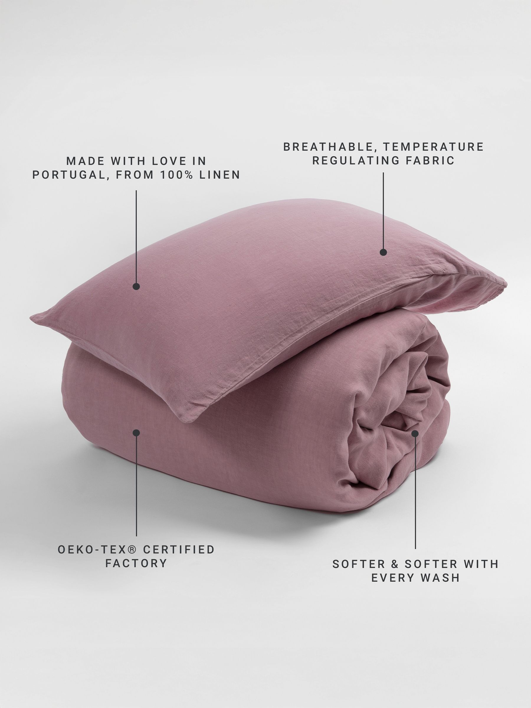 Secret Linen Store Vintage Rose 100% Linen Pillowcase - Image 4 of 5