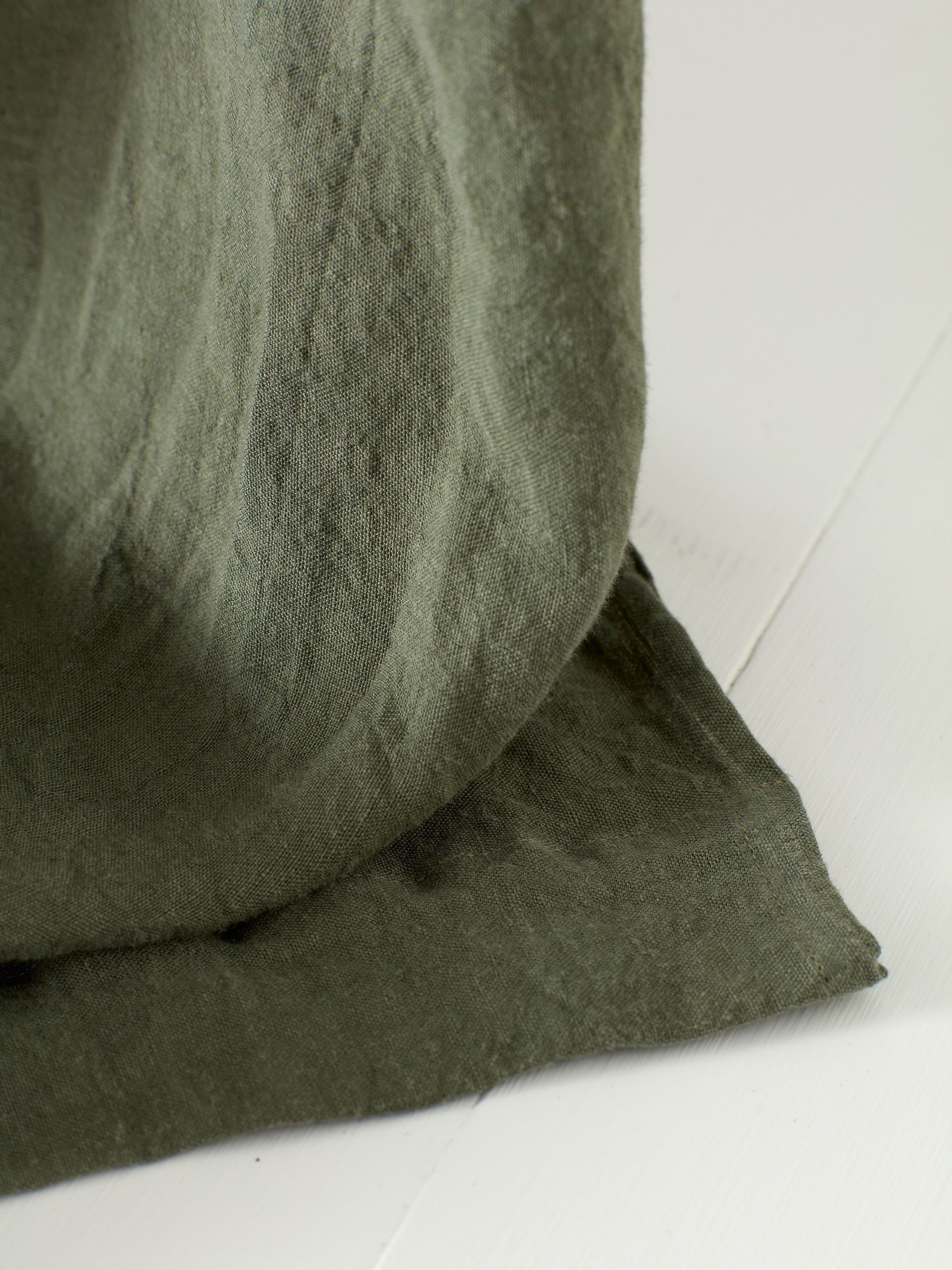 Secret Linen Store Olive Green 100% Linen Loop Top Single Curtain - Image 2 of 2