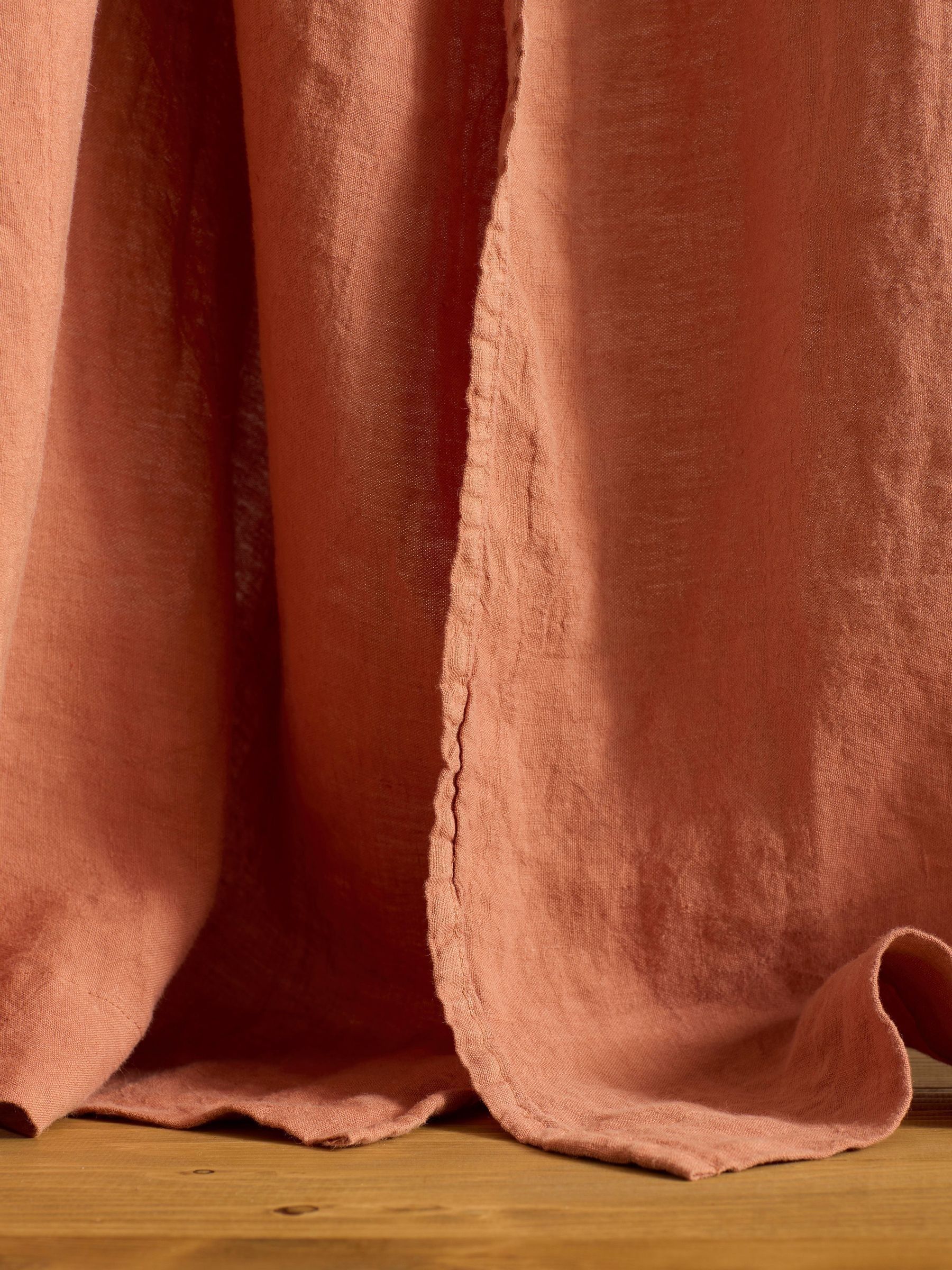 Secret Linen Store Spice 100% Linen Loop Top Slot Header Single Curtain - Image 4 of 4