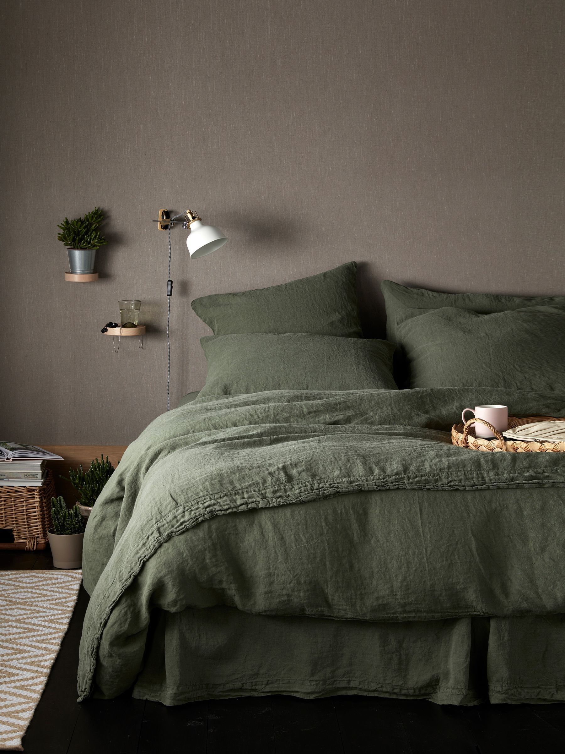 Secret Linen Store Olive Green Linen Duvet Cover - Image 1 of 4