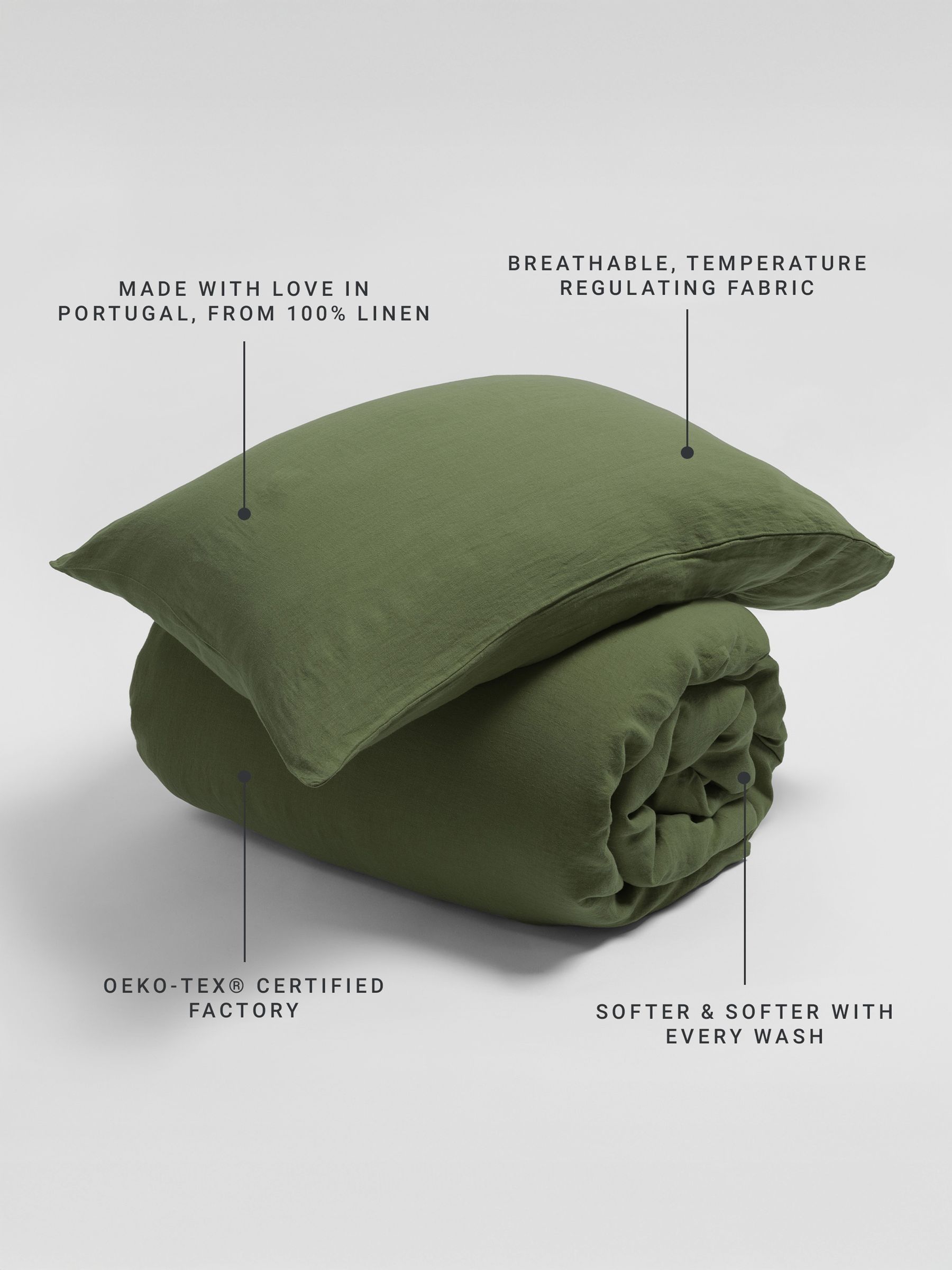 Secret Linen Store Olive Green Linen Duvet Cover - Image 2 of 4
