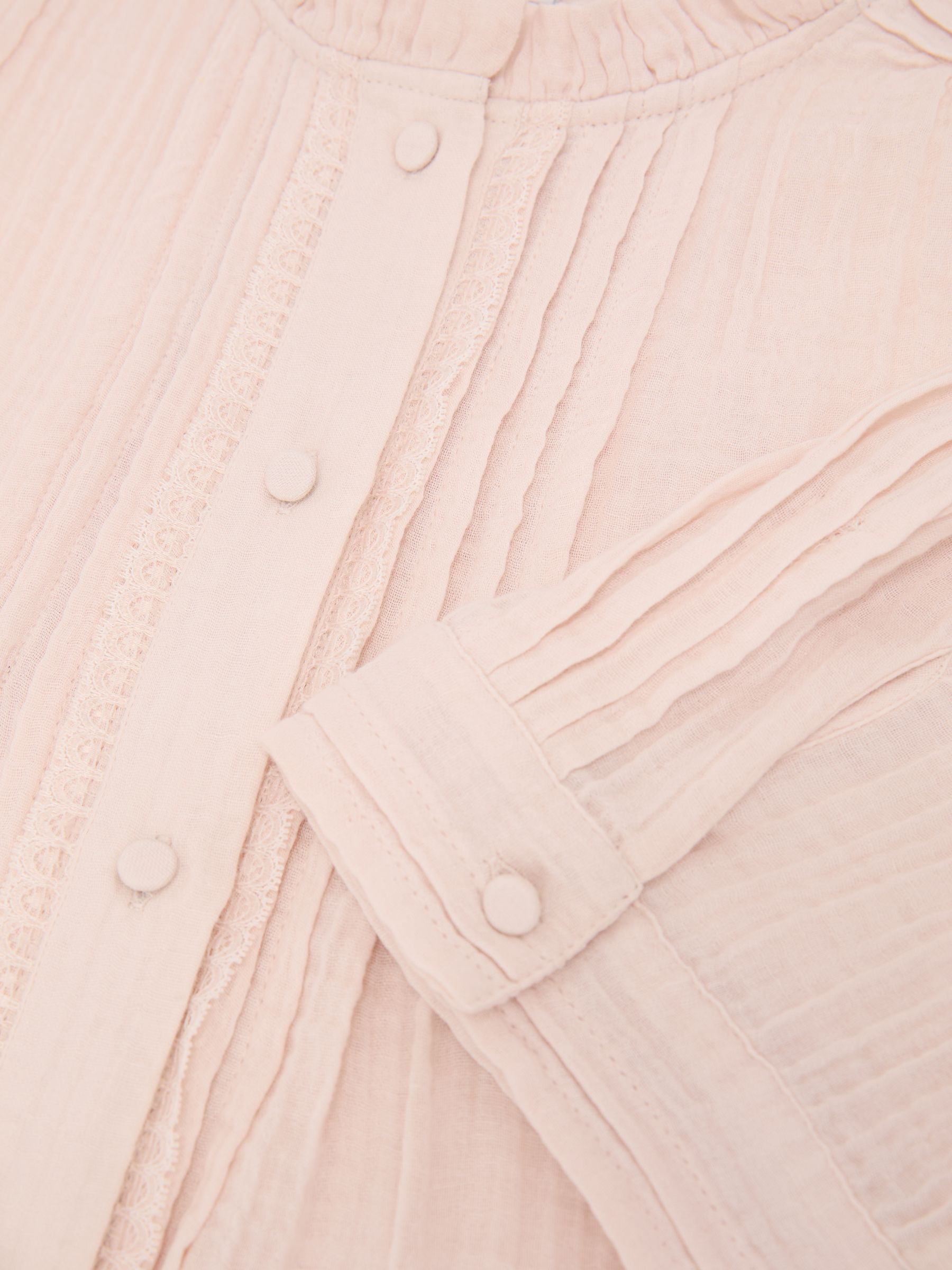 Cotton Cheesecloth Frill-Neck Top in Pale Pink - image 3