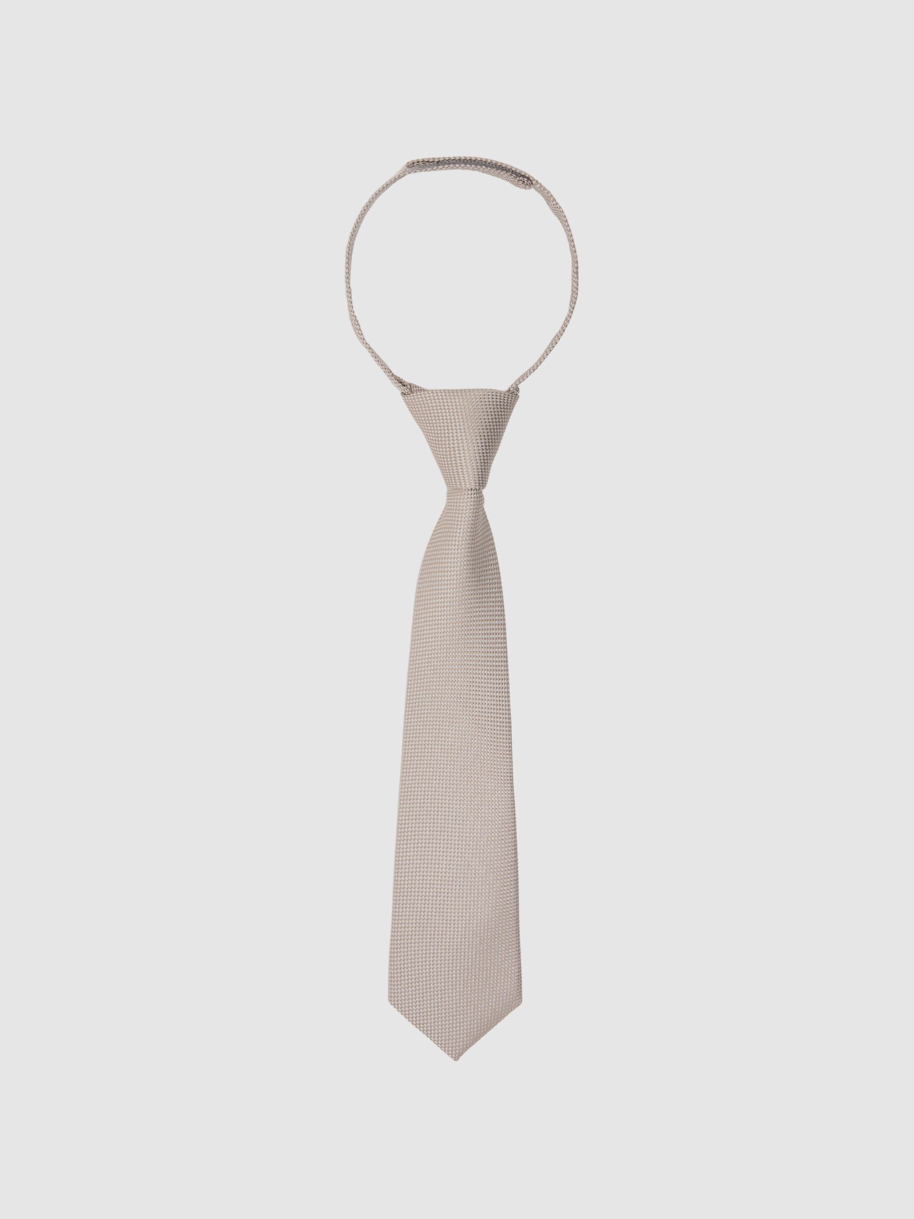 Boys Silk Textured Tie in Champagne - Image 2 of 3