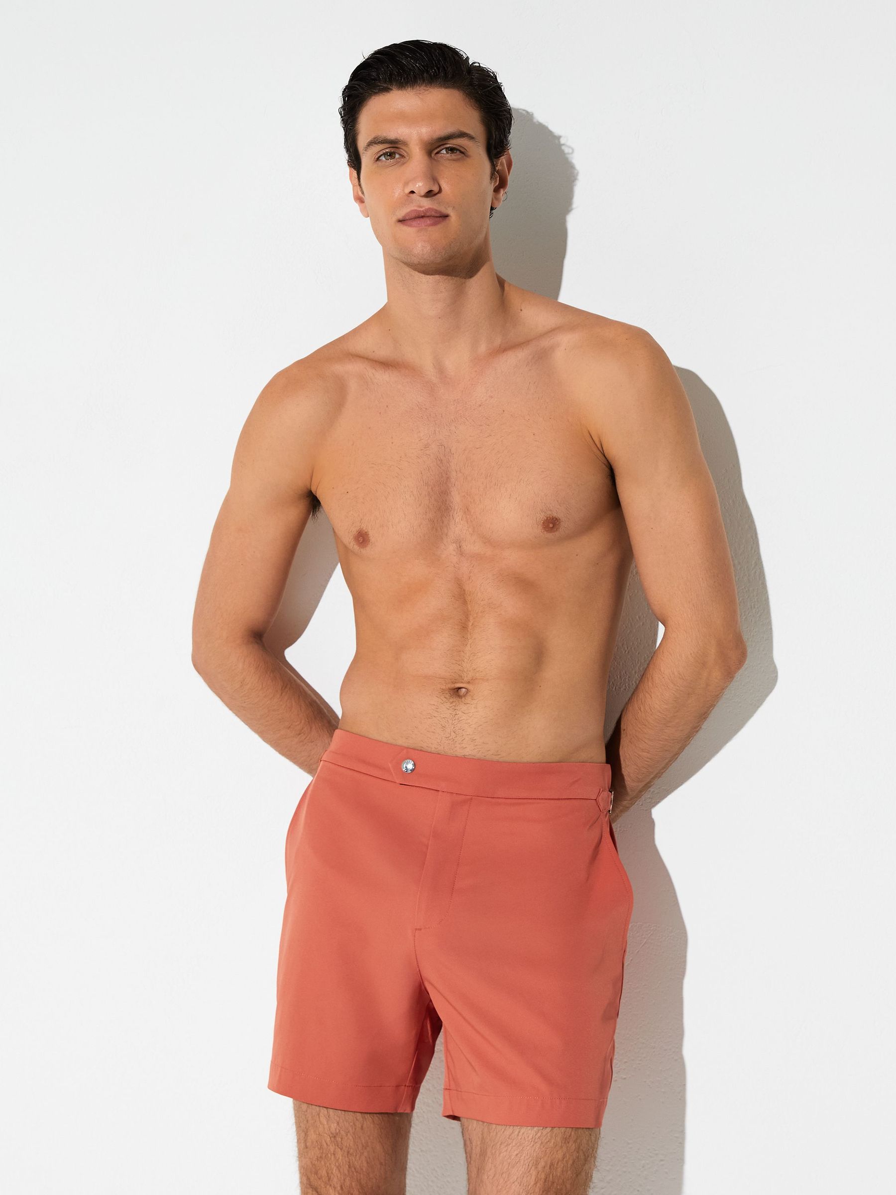 Side-Adjuster Swim Shorts in Dusty Orange - Image 4 of 6
