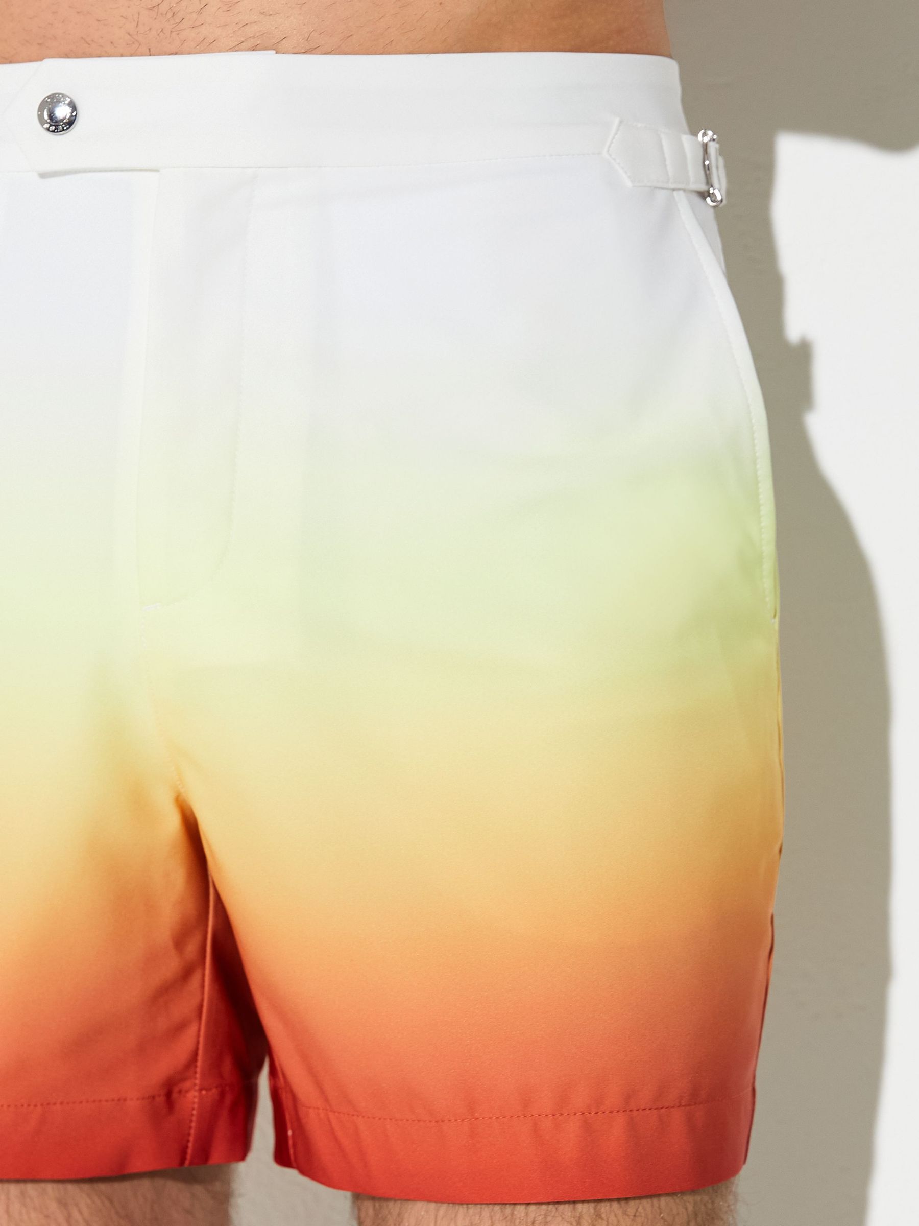 Ombre-Print Side-Adjuster Swim Shorts in Orange - image 5