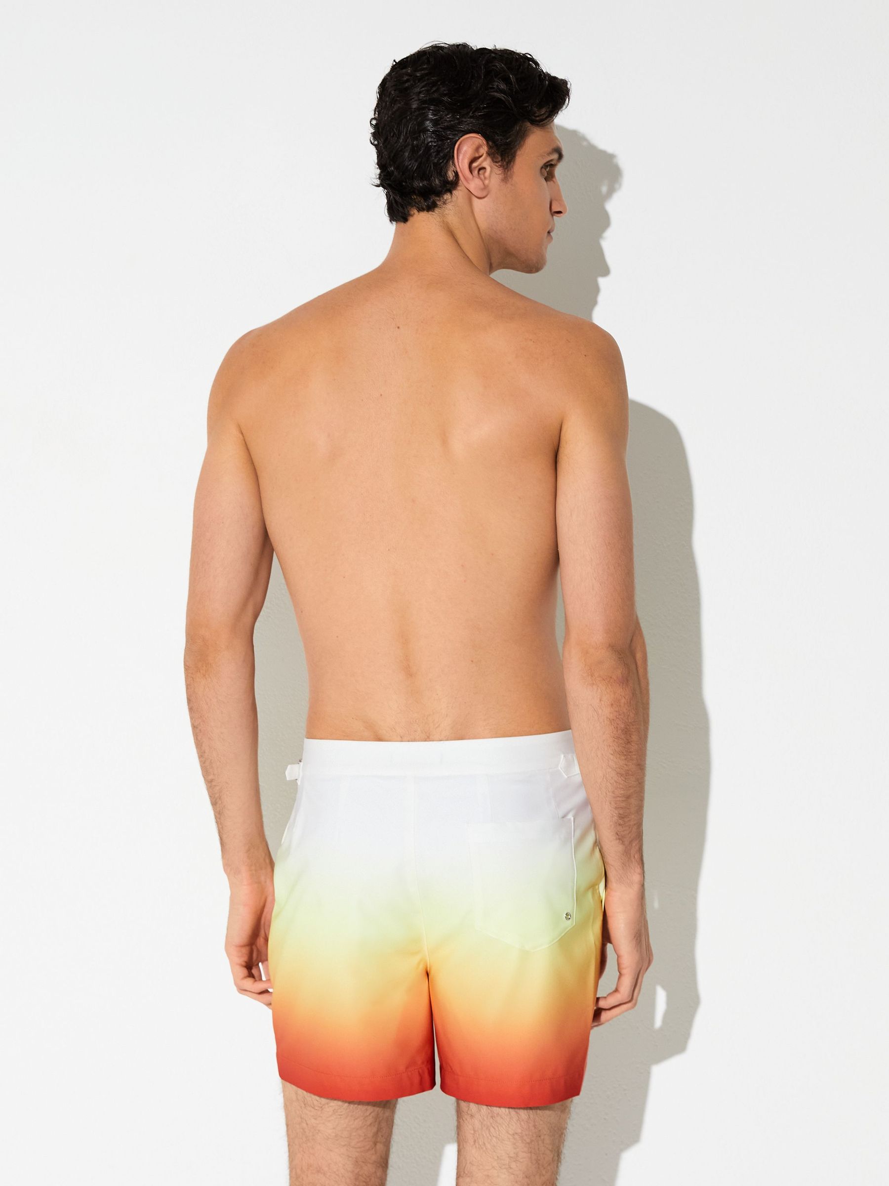 Ombre-Print Side-Adjuster Swim Shorts in Orange - image 3