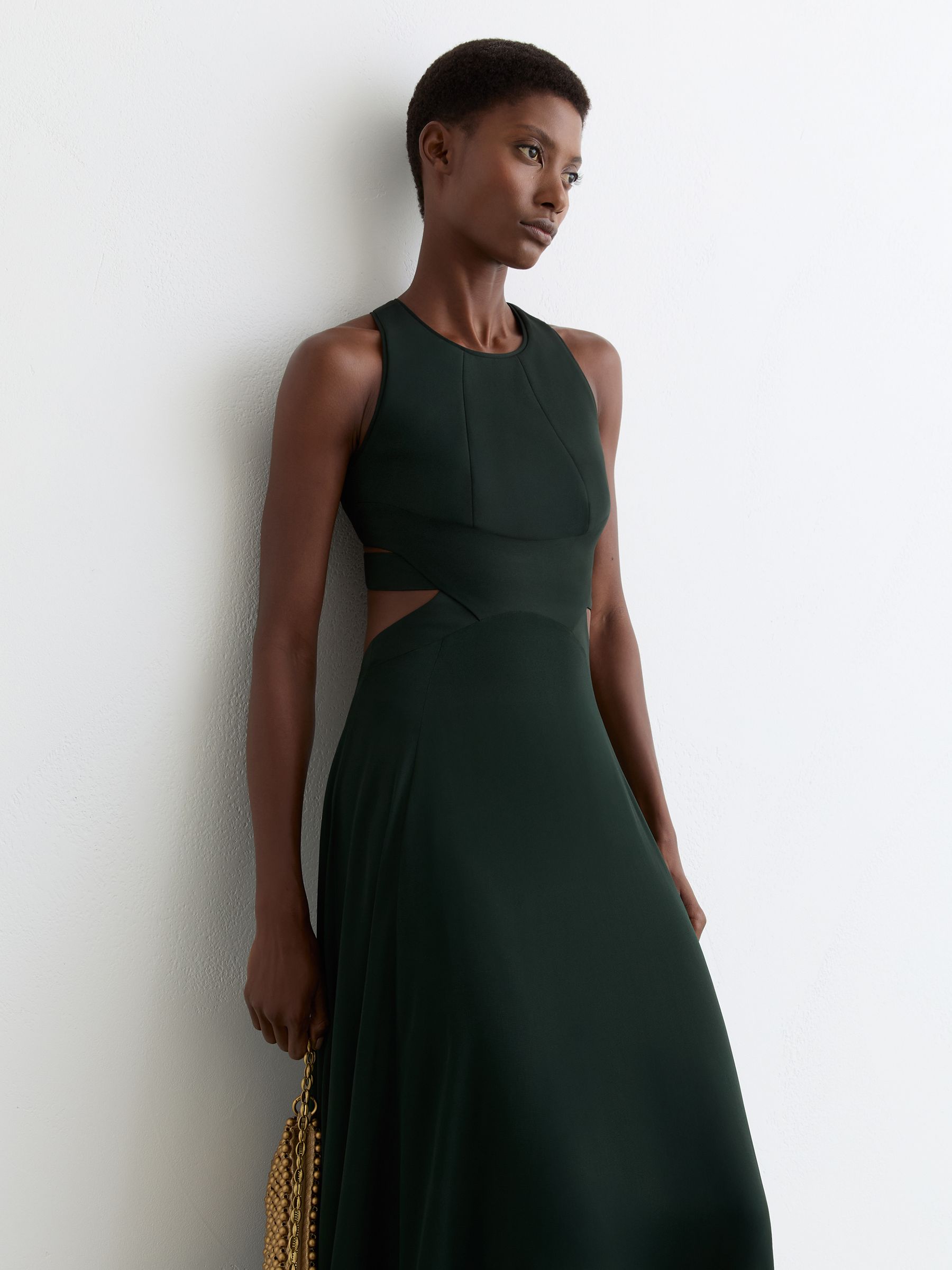 Reiss - Green Cut-out Racerback Maxi Dress, 12 Reiss - Green Cut-out Racerback Maxi Dress, 12