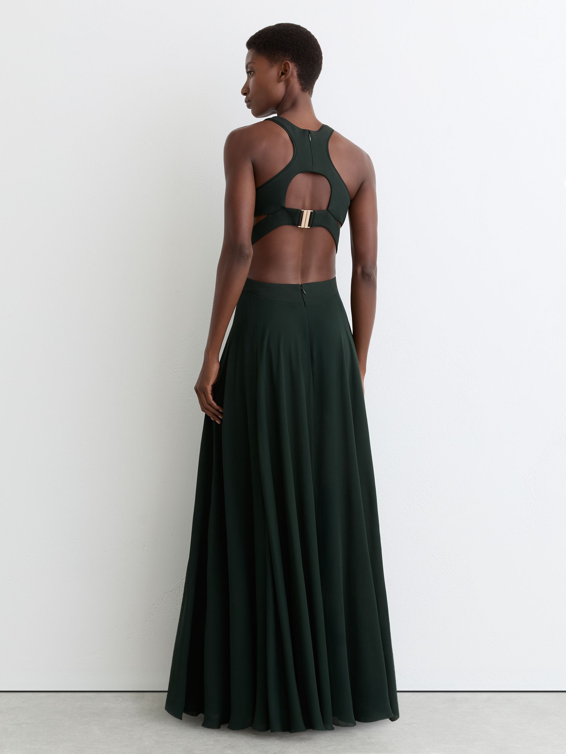 Cut-Out Racerback Maxi Dress in Green - image 5