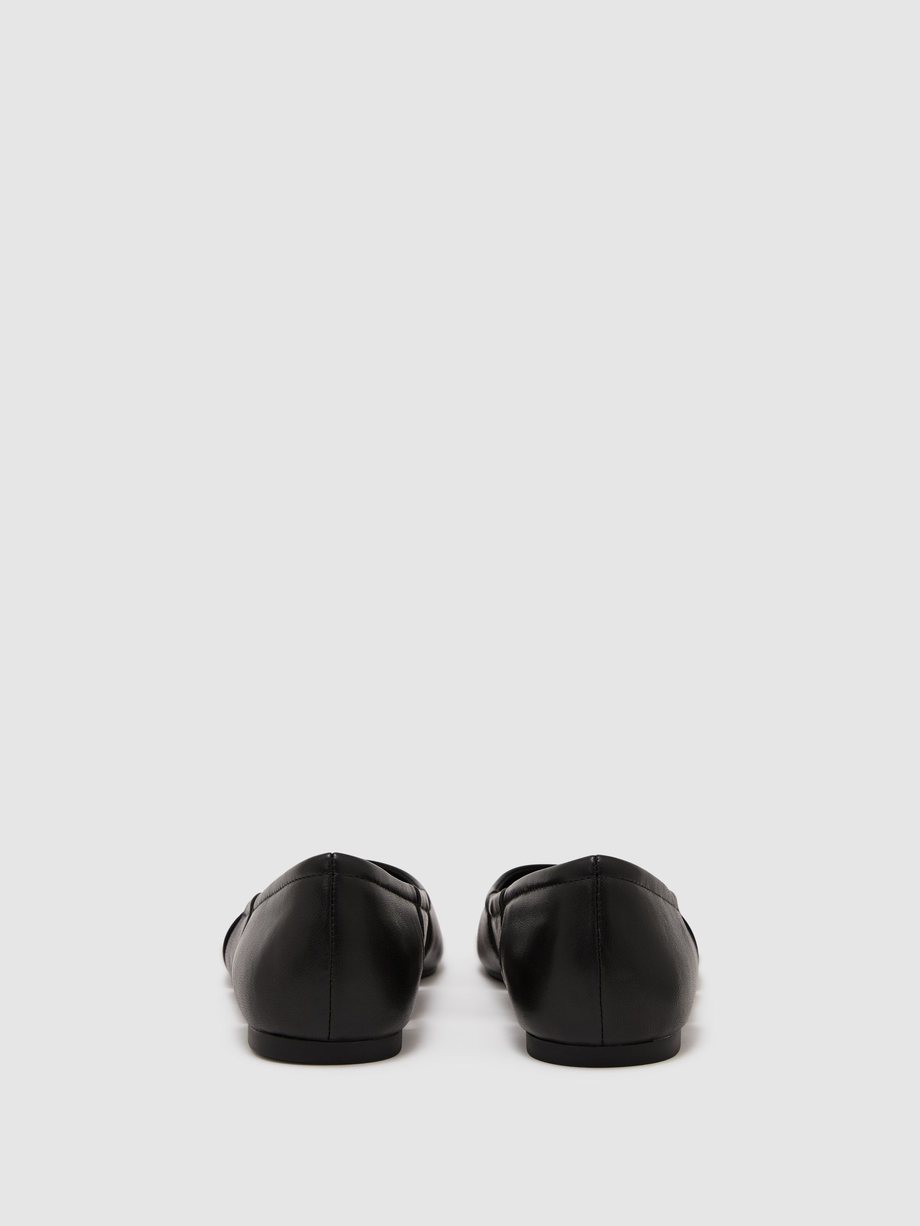 Leather Cut-Out Ballet Flats in Black - image 5