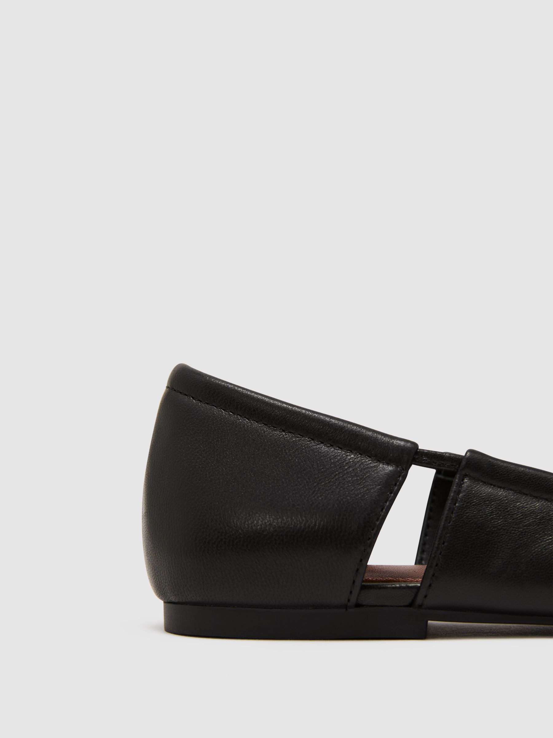 Leather Cut-Out Ballet Flats in Black - image 3