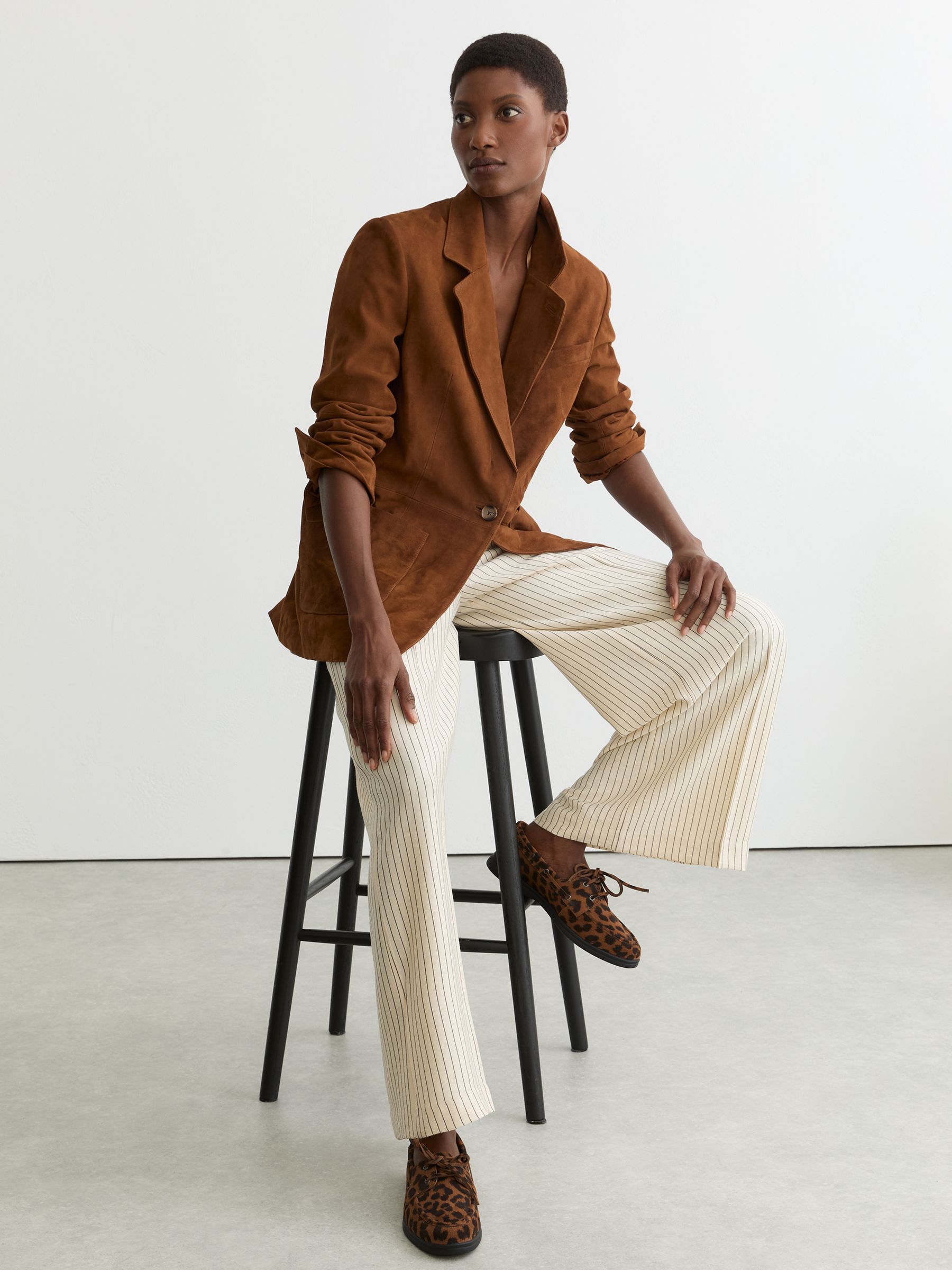 Suede Flat Boat Shoes in Animal - Image 1 of 5