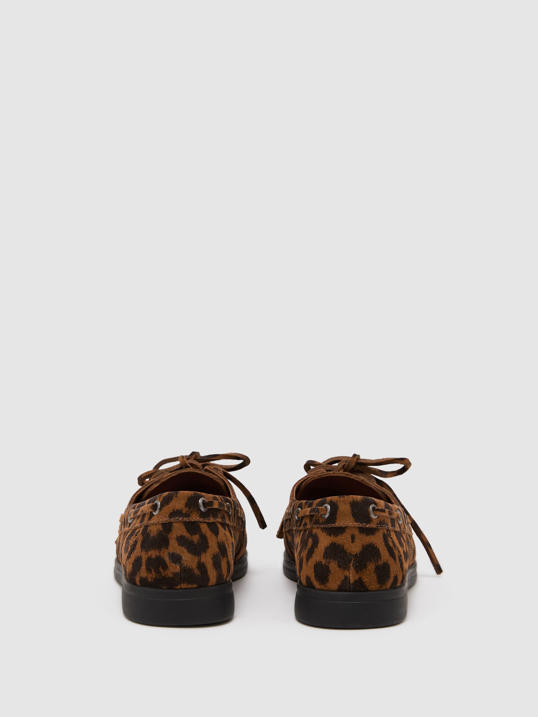 Suede Flat Boat Shoes in Animal - Image 4 of 5