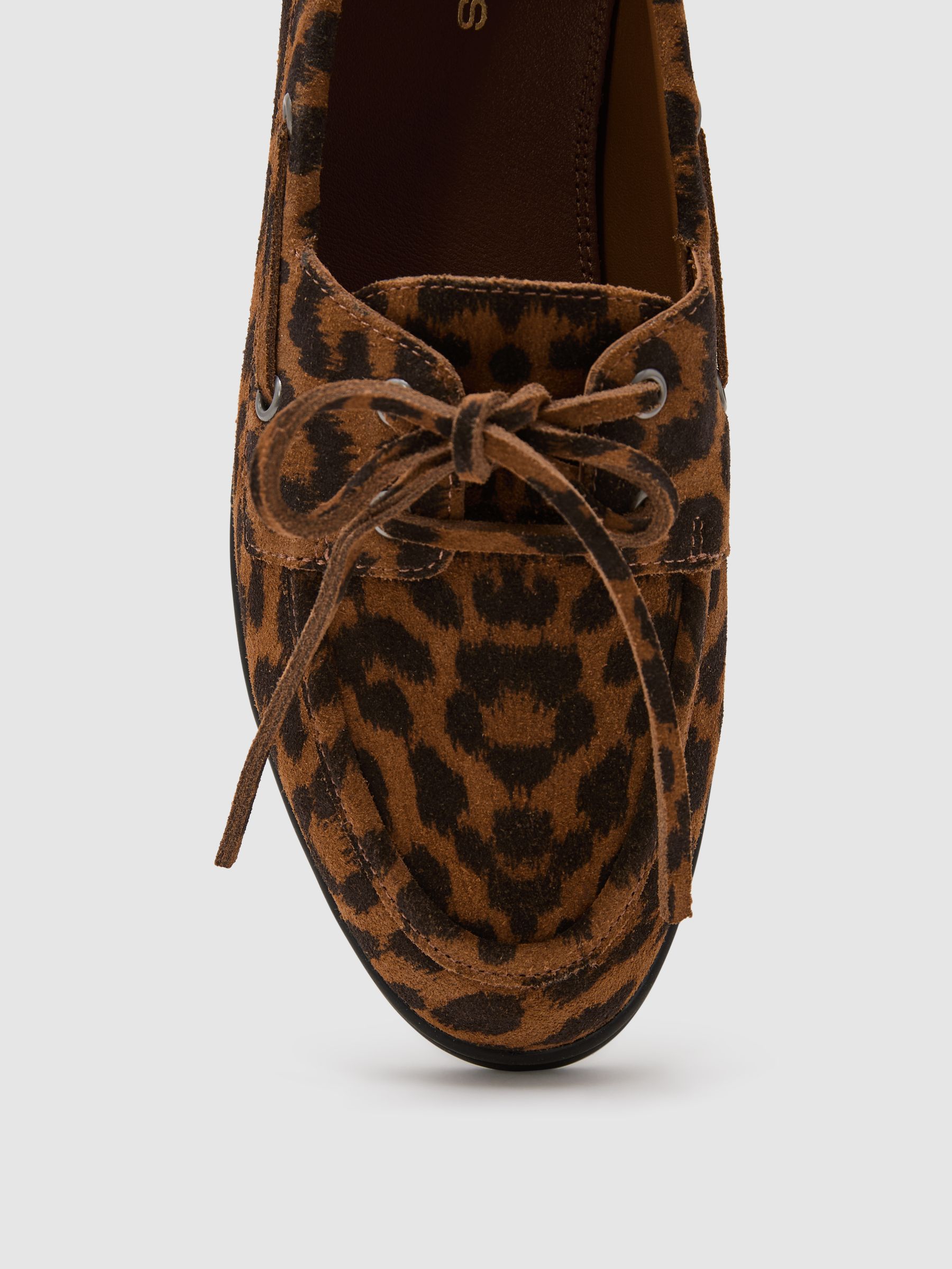 Suede Flat Boat Shoes in Animal - image 3