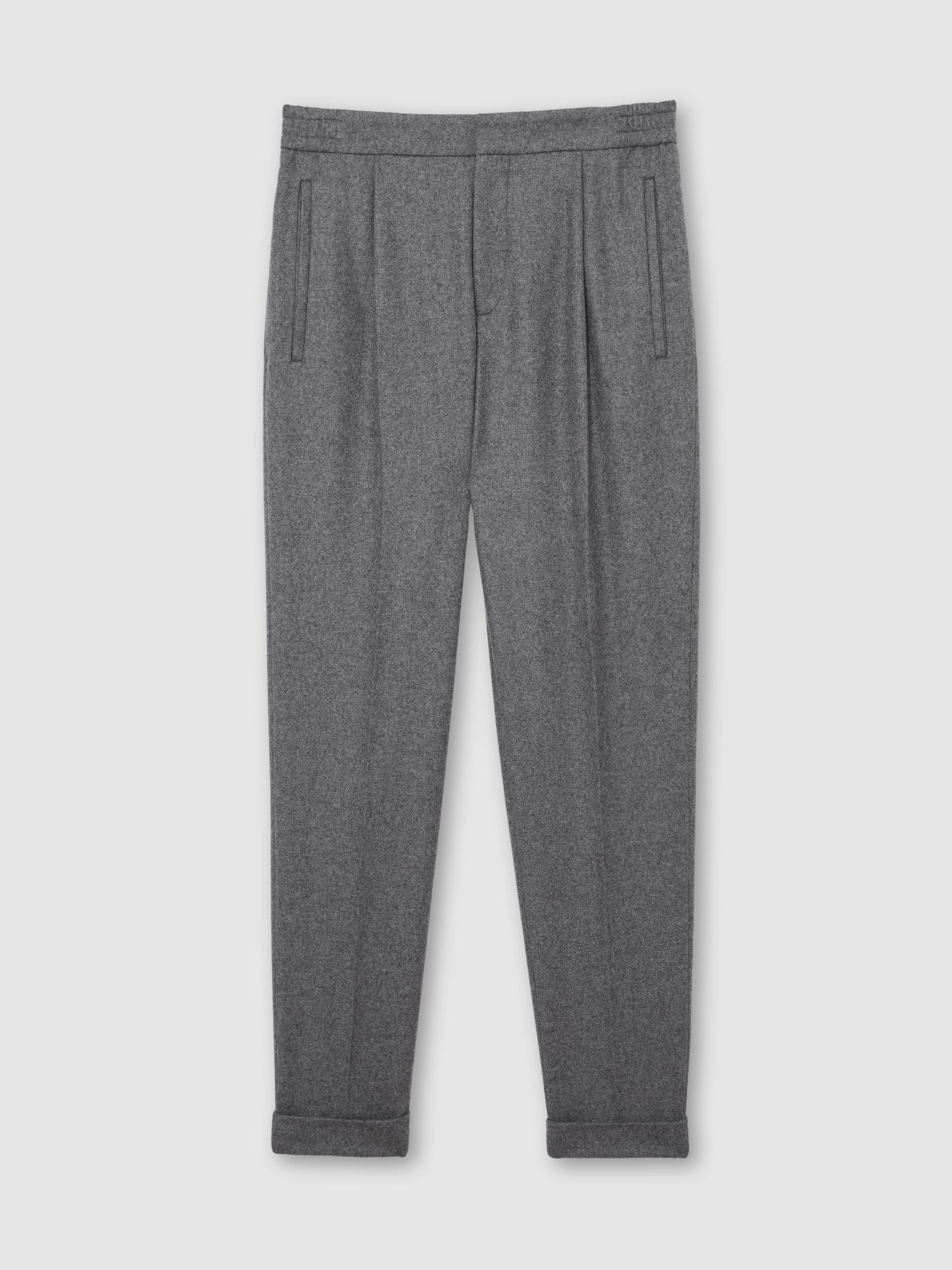 Wool-Blend Tapered Cuffed Trousers in Soft Grey - image 1