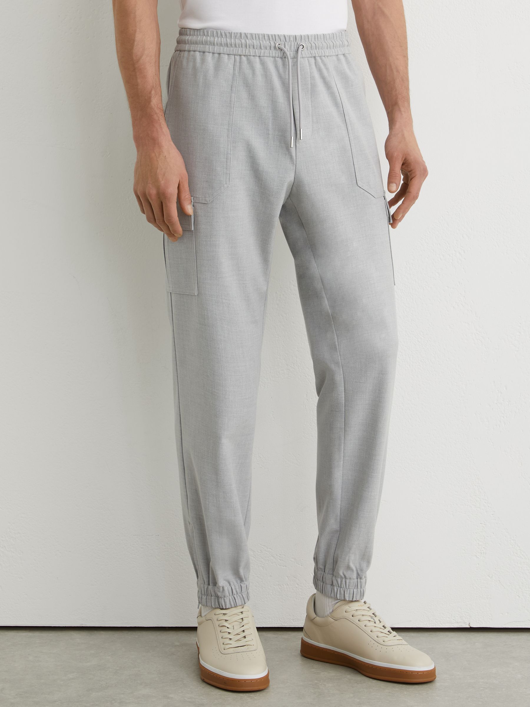 Slim-Leg Drawstring Cargo Trousers in Soft Grey - Image 3 of 7