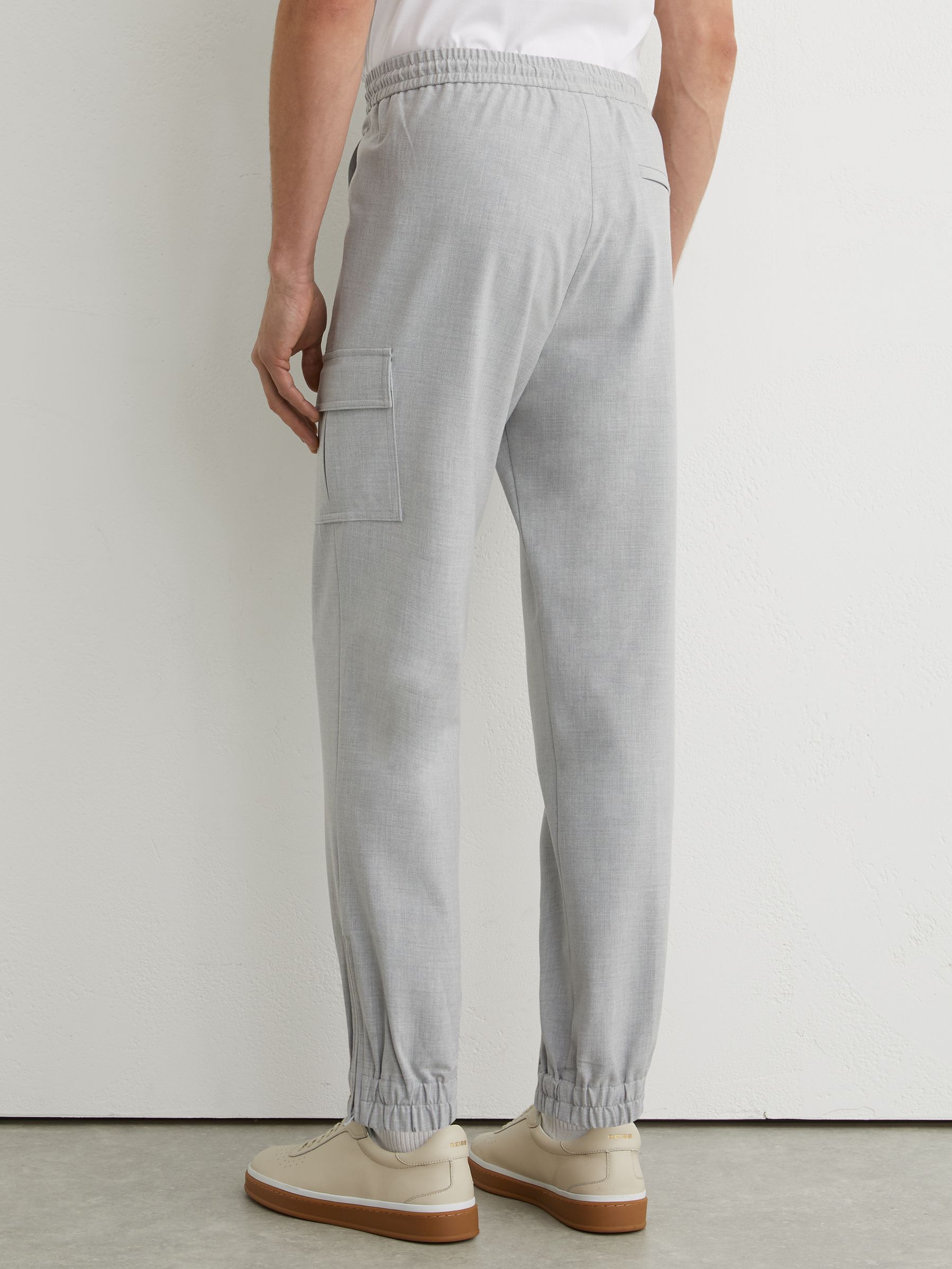 Slim-Leg Drawstring Cargo Trousers in Soft Grey - Image 6 of 7