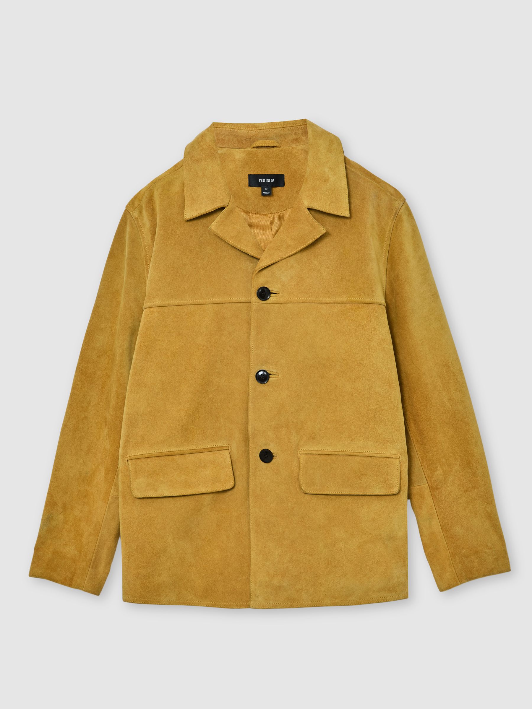 Suede Heavyweight Overshirt in Mustard Yellow - Image 2 of 7