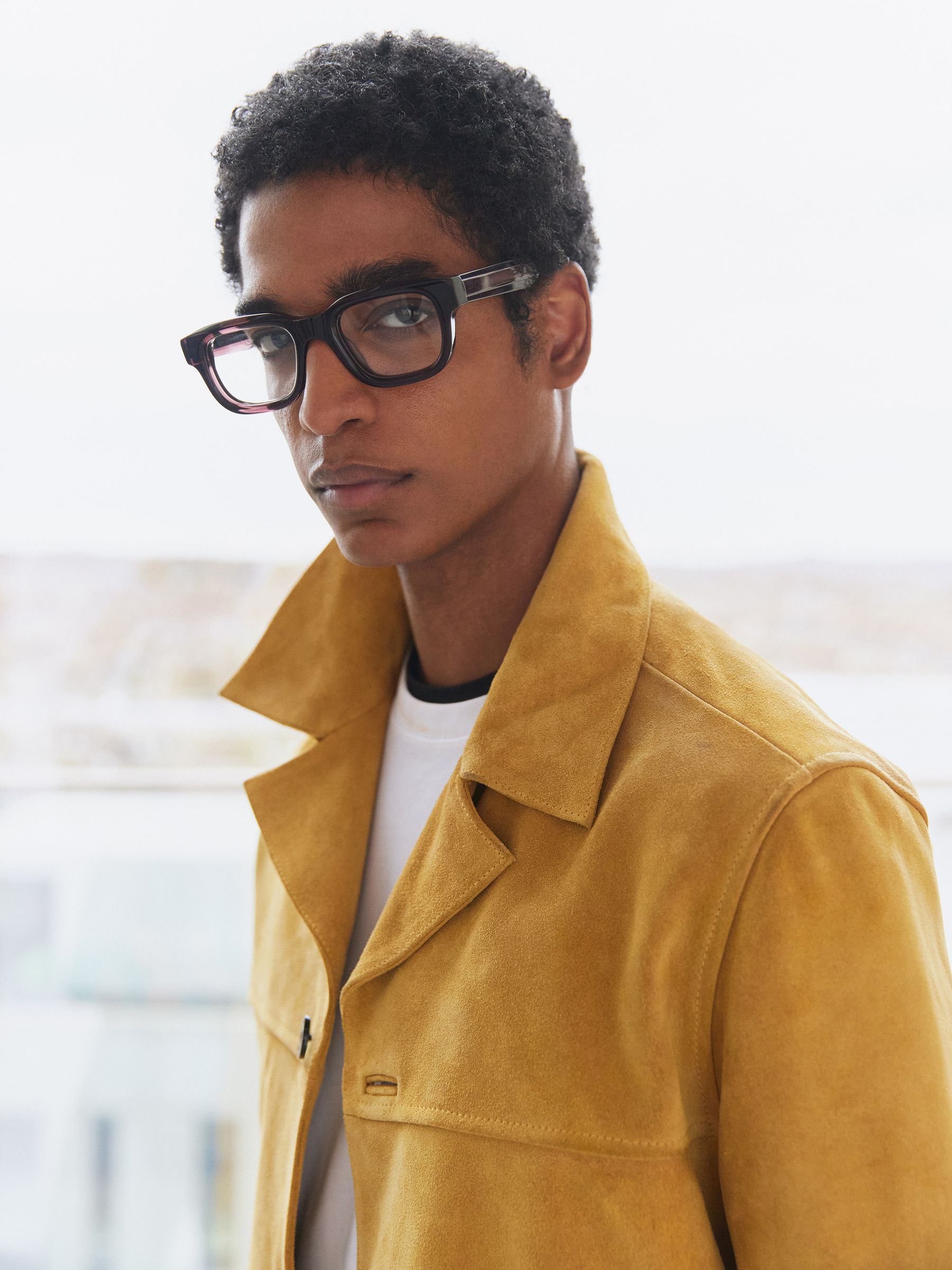 Suede Heavyweight Overshirt in Mustard Yellow - Image 3 of 7