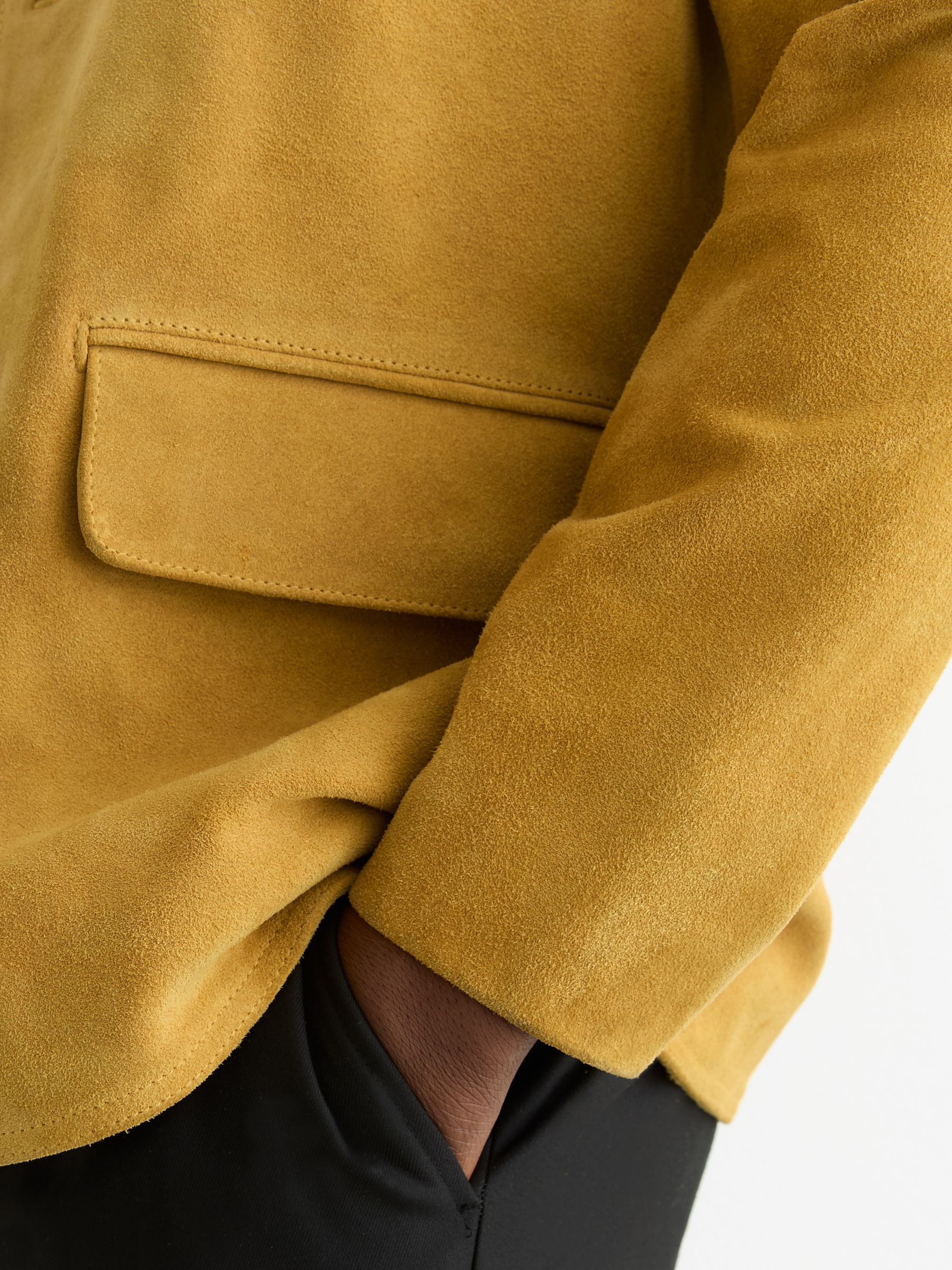Suede Heavyweight Overshirt in Mustard Yellow - Image 4 of 7