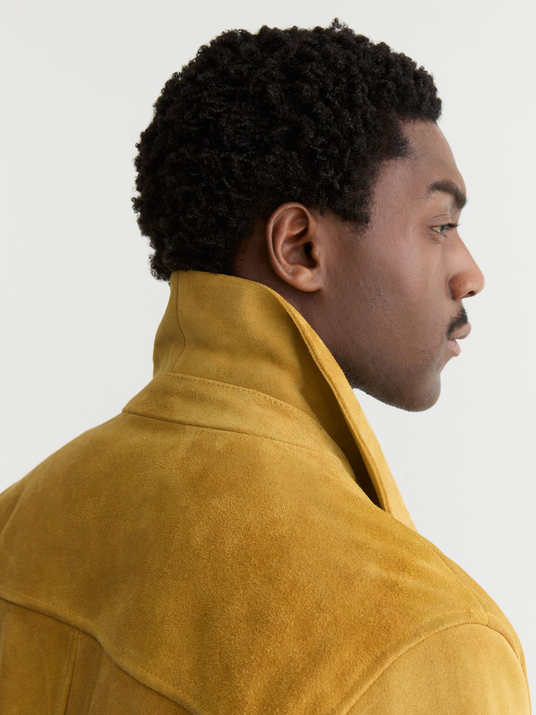 Suede Heavyweight Overshirt in Mustard Yellow - Image 5 of 7