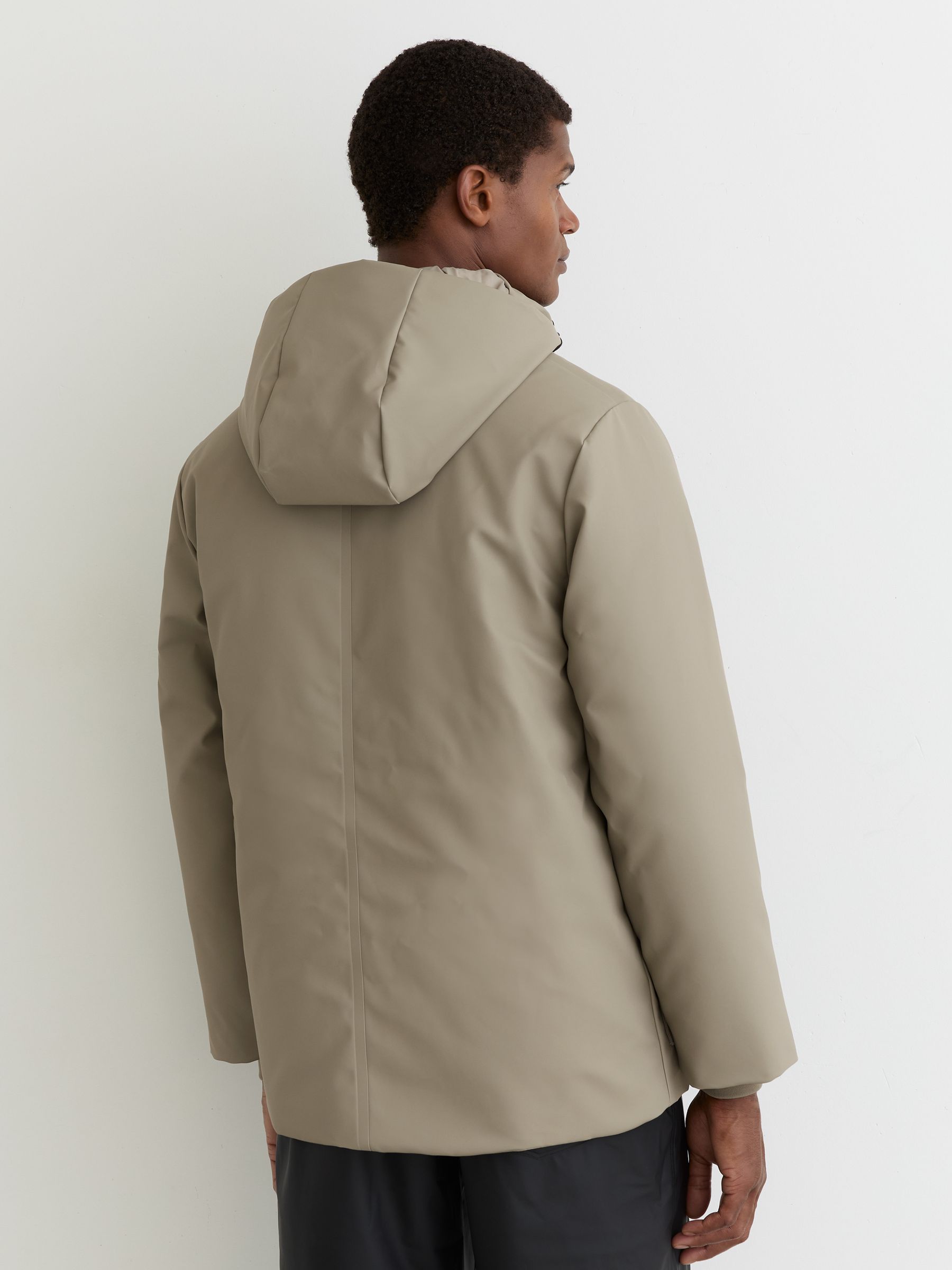 Rains Short Hooded Parka Coat in Drift - Image 4 of 5